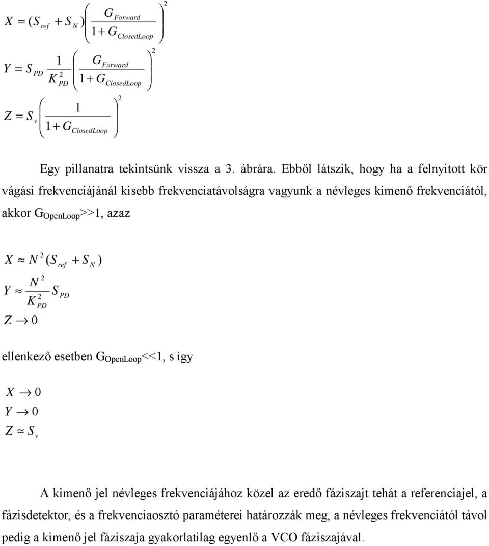 ellenkező esetben OpenLoop <<1, s így A kimenő jel névleges frekvenciájához közel az eredő fáziszajt tehát a referenciajel, a fázisdetektor, és a