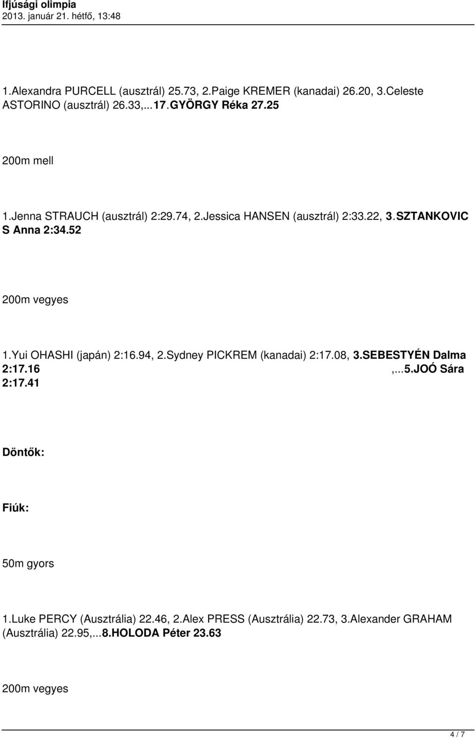 Yui OHASHI (japán) 2:16.94, 2.Sydney PICKREM (kanadai) 2:17.08, 3.SEBESTYÉN Dalma 2:17.16,...5.JOÓ Sára 2:17.