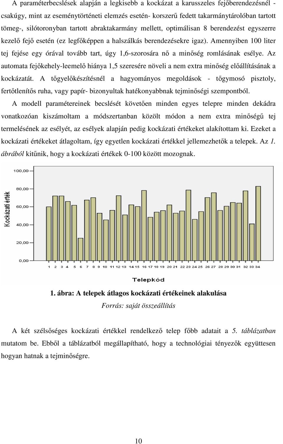 Amennyiben 100 liter tej fejése egy órával tovább tart, úgy 1,6-szorosára nı a minıség romlásának esélye.