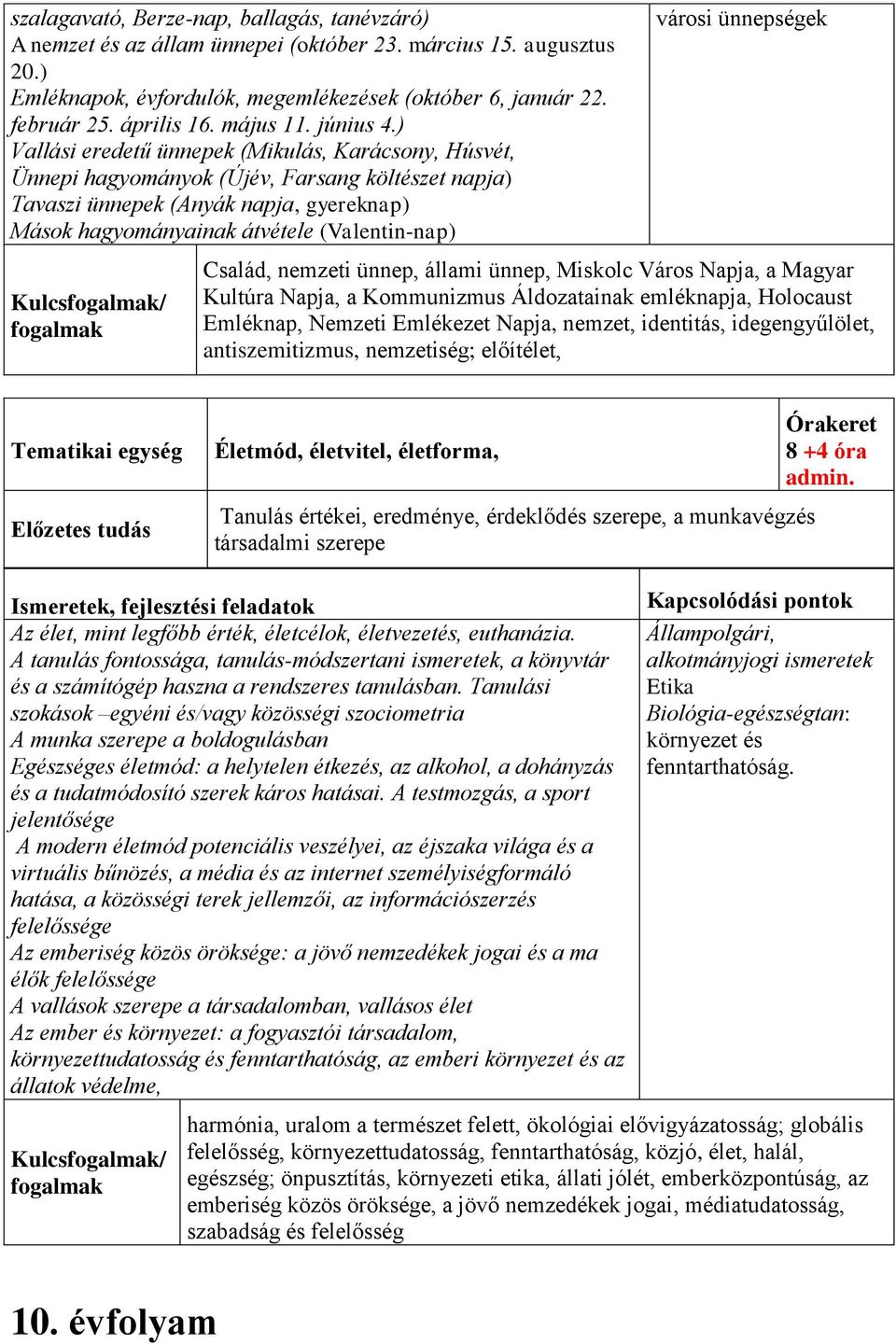 ) Vallási eredetű ünnepek (Mikulás, Karácsony, Húsvét, Ünnepi hagyományok (Újév, Farsang költészet napja) Tavaszi ünnepek (Anyák napja, gyereknap) Mások hagyományainak átvétele (Valentin-nap) városi