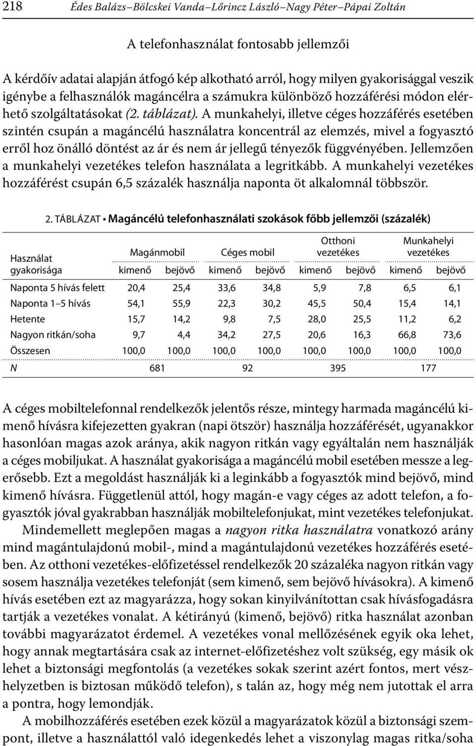 A munkahelyi, illetve céges hozzáférés esetében szintén csupán a magáncélú használatra koncentrál az elemzés, mivel a fogyasztó erről hoz önálló döntést az ár és nem ár jellegű tényezők függvényében.