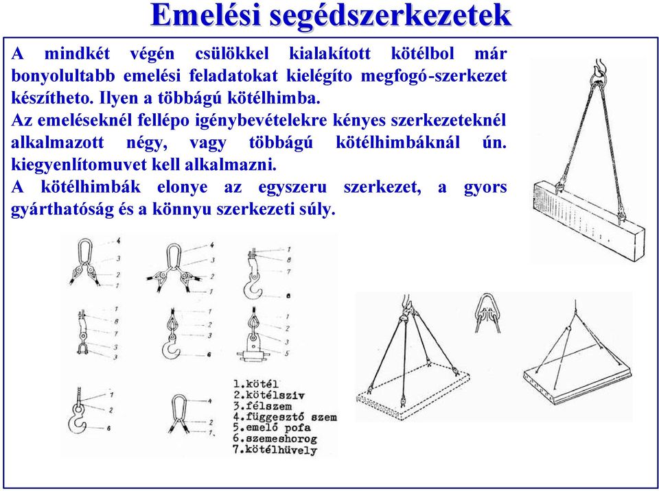 Az emeléseknél fellépo igénybevételekre kényes szerkezeteknél alkalmazott négy, vagy többágú