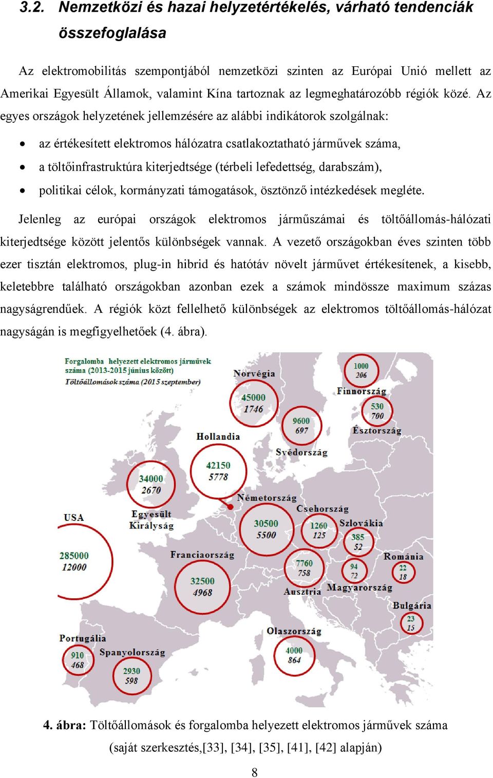 Az egyes országok helyzetének jellemzésére az alábbi indikátorok szolgálnak: az értékesített elektromos hálózatra csatlakoztatható járművek száma, a töltőinfrastruktúra kiterjedtsége (térbeli