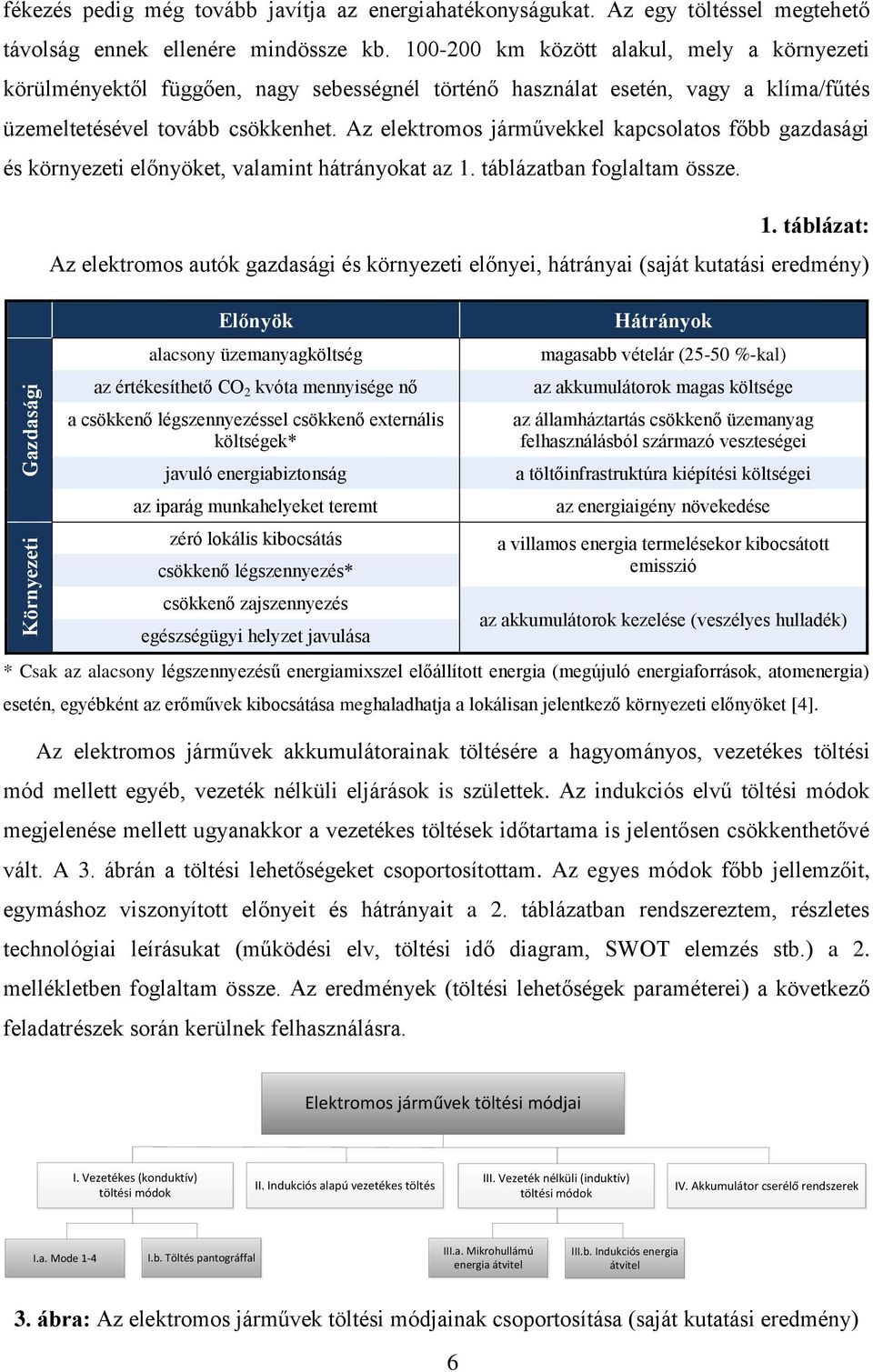 Az elektromos járművekkel kapcsolatos főbb gazdasági és környezeti előnyöket, valamint hátrányokat az 1.