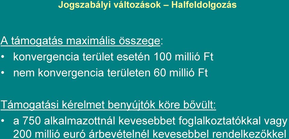 millió Ft Támogatási kérelmet benyújtók köre bővült: a 750 alkalmazottnál