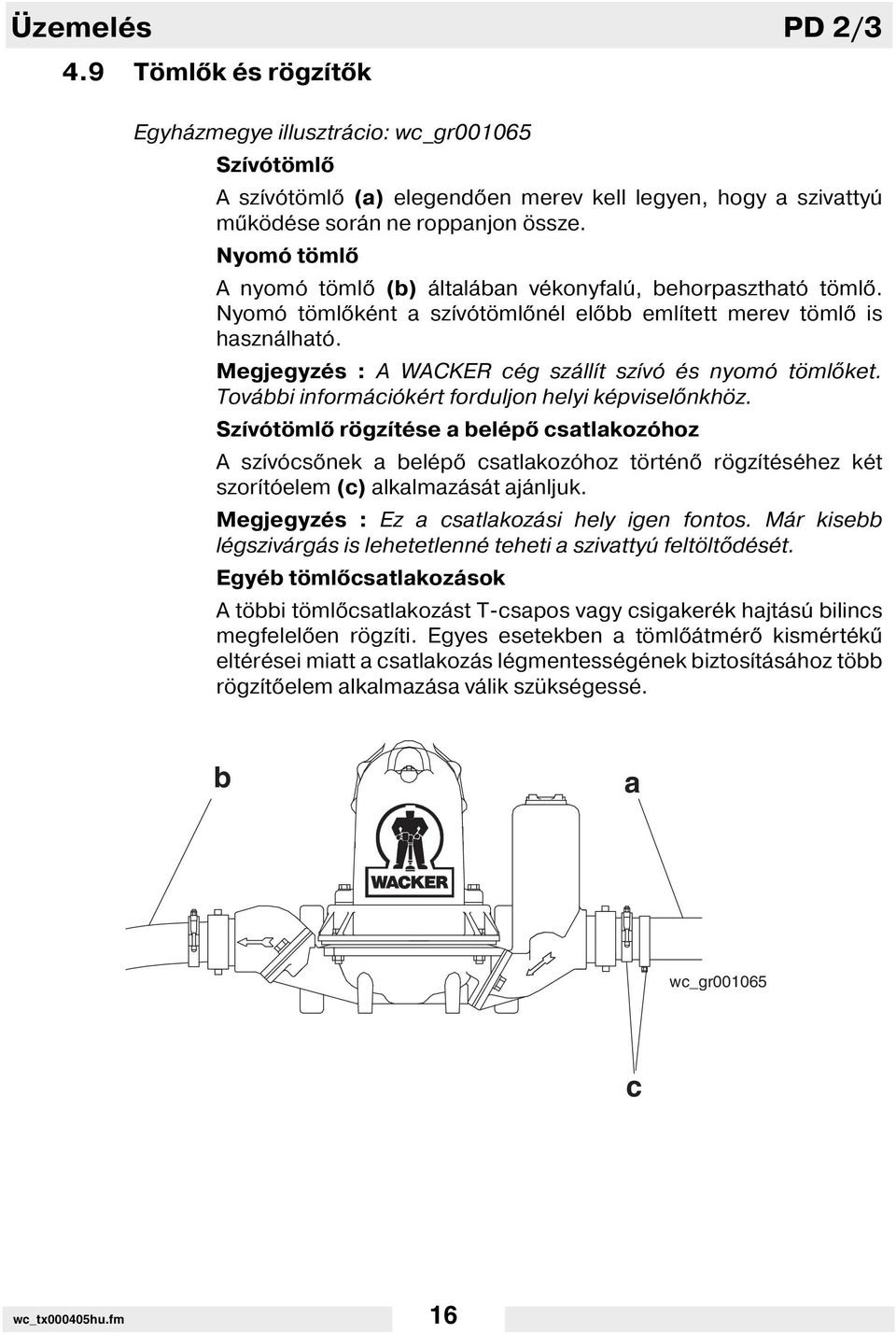 Megjegyzés : A WACKER cég száll t sz vó és nyomó töml ket. További információkért forduljon helyi képvisel nkhöz.