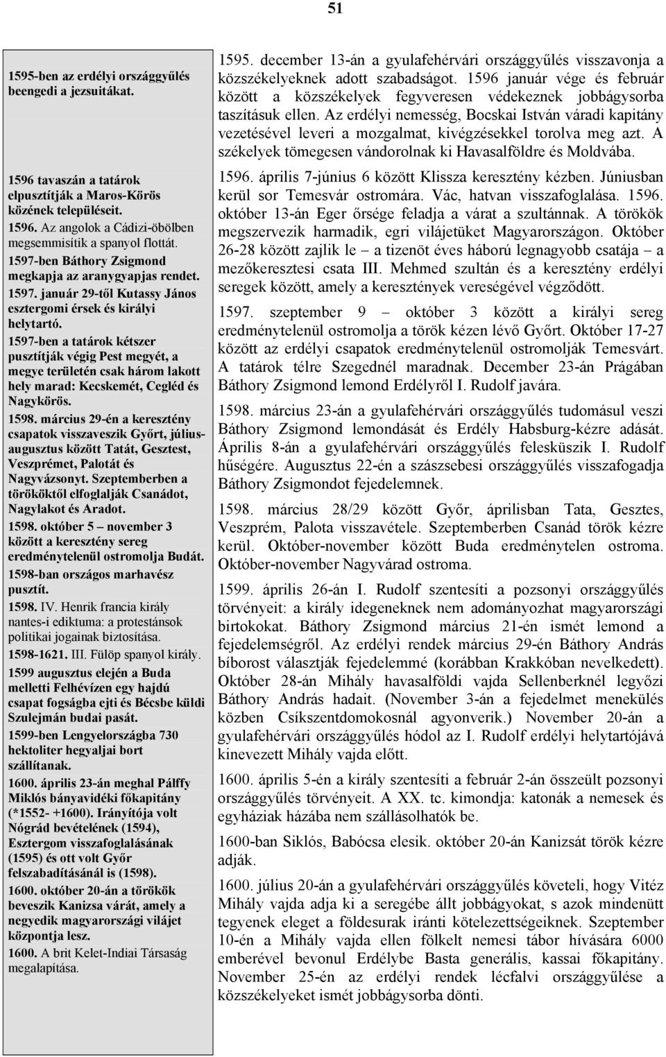 1597-ben a tatárok kétszer pusztítják végig Pest megyét, a megye területén csak három lakott hely marad: Kecskemét, Cegléd és Nagykörös. 1598.