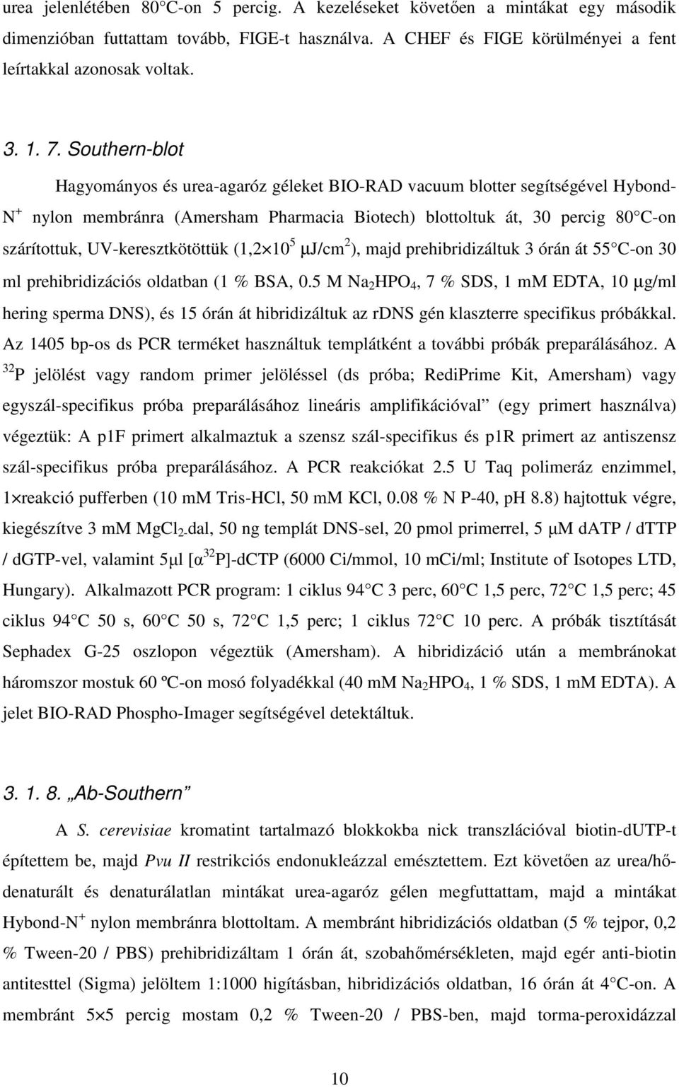 UV-keresztkötöttük (1,2 10 5 µj/cm 2 ), majd prehibridizáltuk 3 órán át 55 C-on 30 ml prehibridizációs oldatban (1 % BSA, 0.