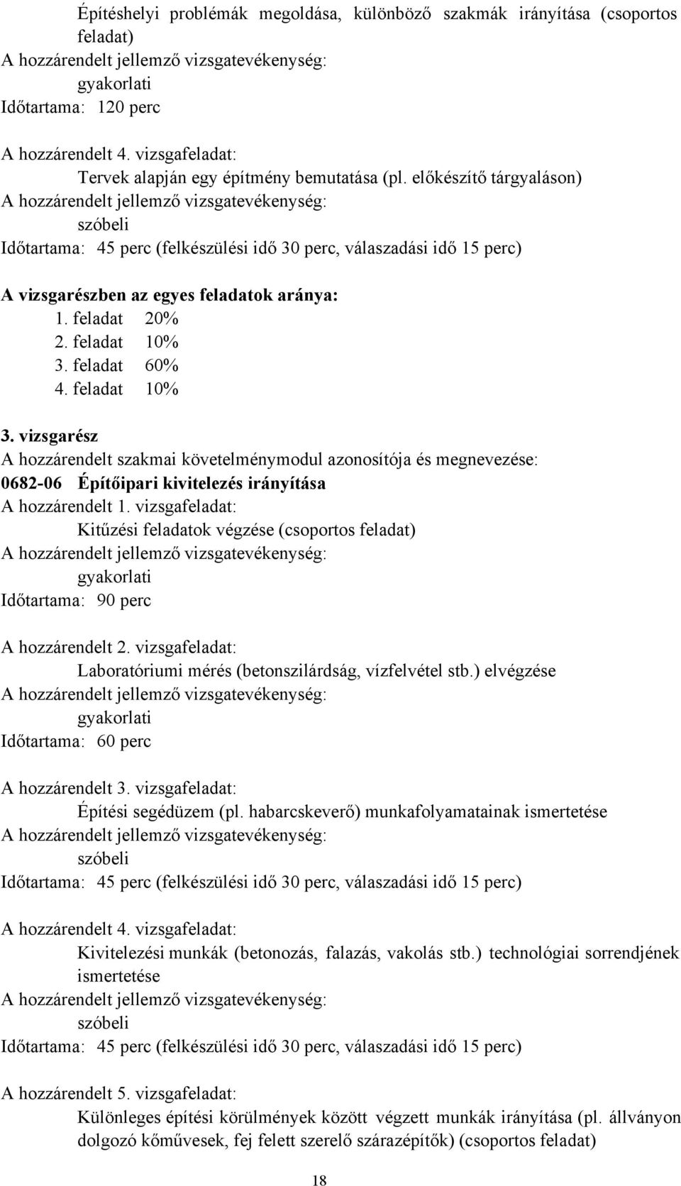 előkészítő tárgyaláson) A hozzárendelt jellemző vizsgatevékenység: szóbeli Időtartama: 45 perc (felkészülési idő 30 perc, válaszadási idő 15 perc) A vizsgarészben az egyes feladatok aránya: 1.