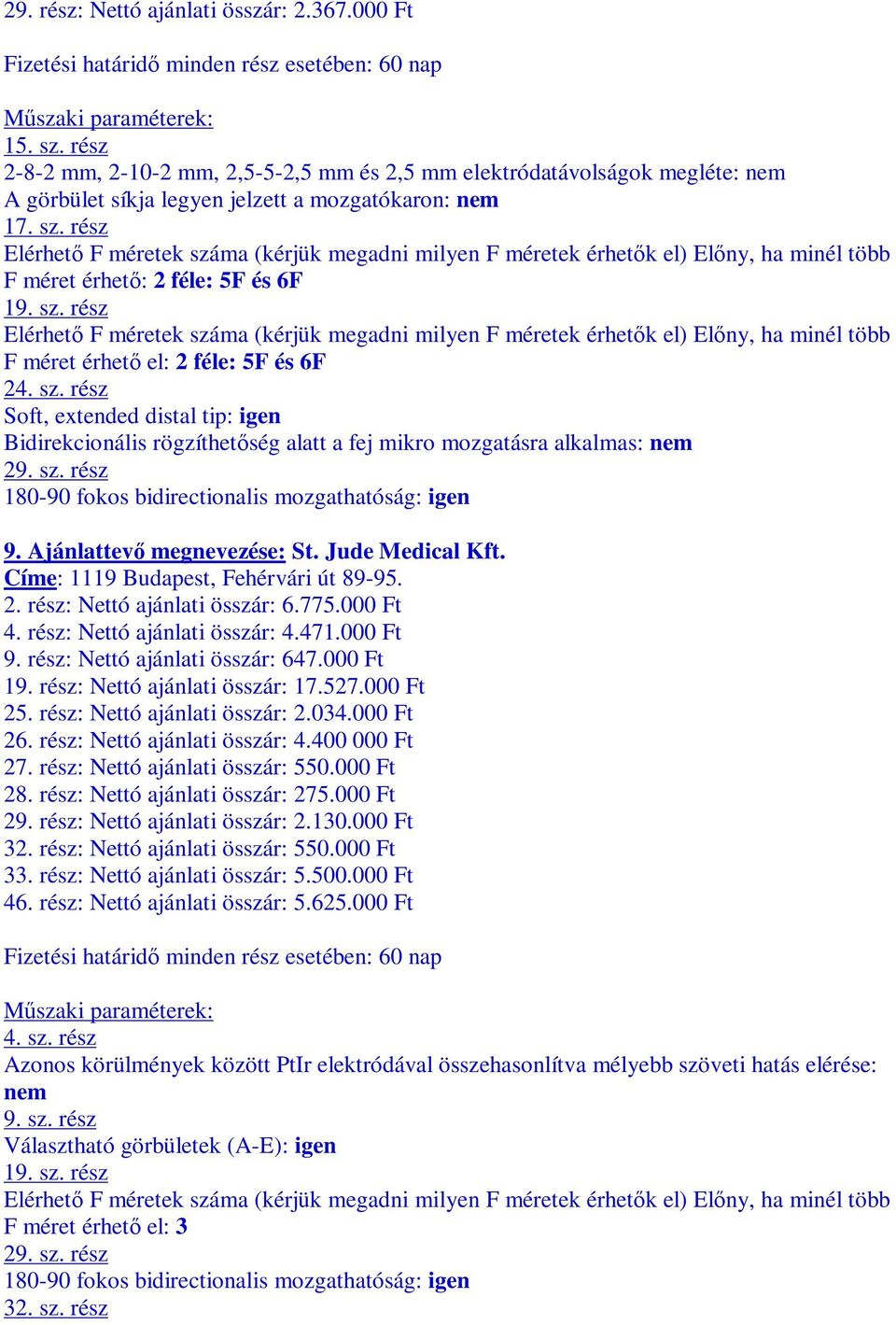 rz Elérhetı F méretek száma (kérjük megadni milyen F méretek érhetık el) Elıny, ha minél több F méret érhetı: 2 féle: 5F 6F 19. sz. rz Elérhetı F méretek száma (kérjük megadni milyen F méretek érhetık el) Elıny, ha minél több F méret érhetı el: 2 féle: 5F 6F 24.