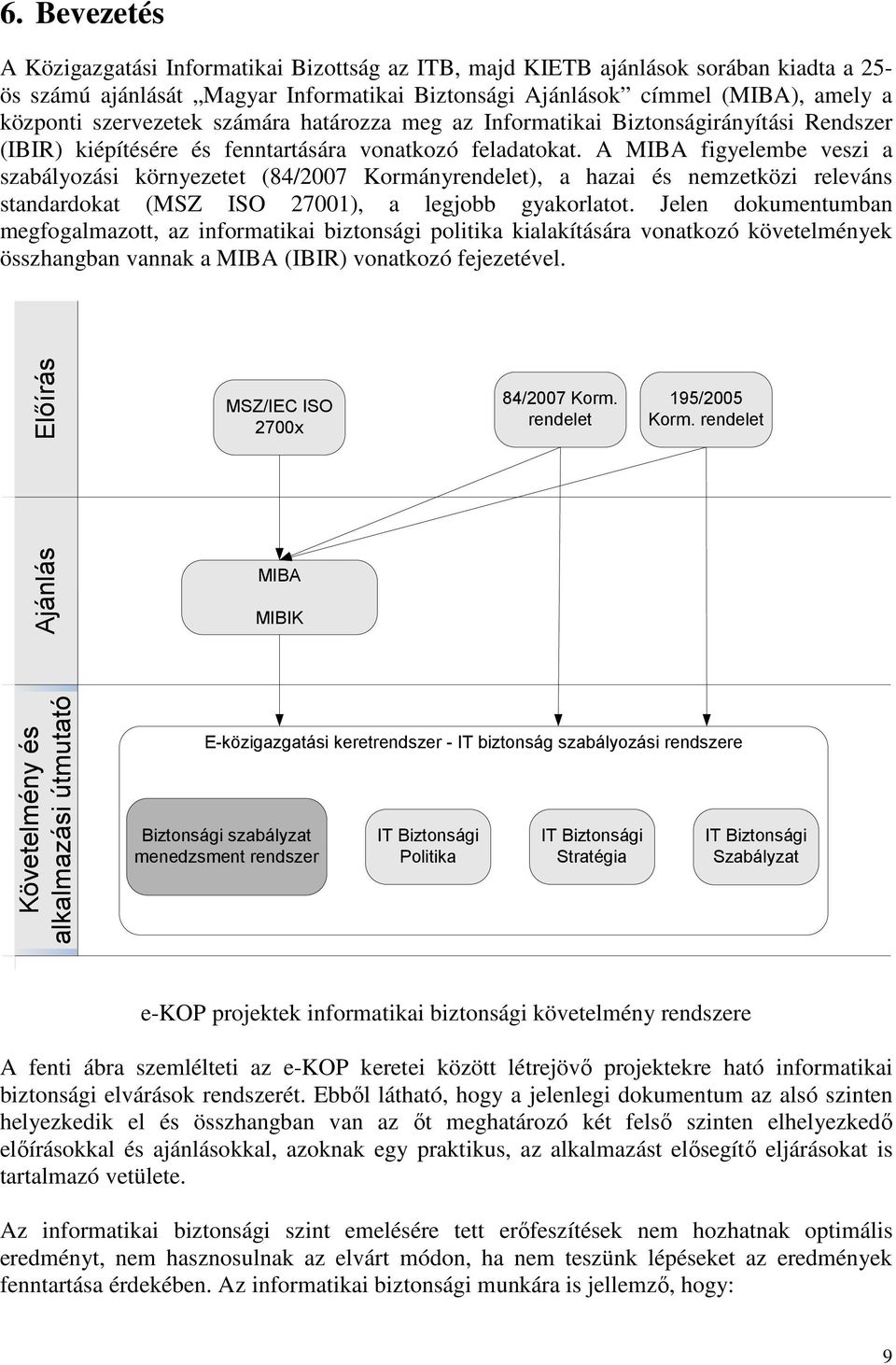 A MIBA figyelembe veszi a szabályozási környezetet (84/2007 Kormányrendelet), a hazai és nemzetközi releváns standardokat (MSZ ISO 27001), a legjobb gyakorlatot.