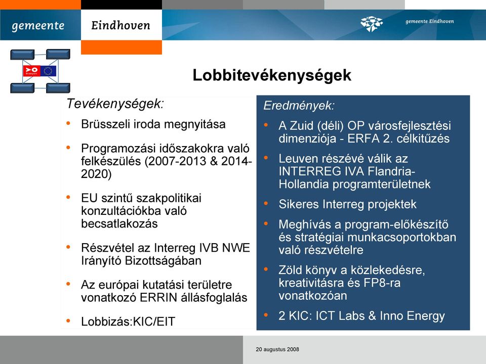 Zuid (déli) OP városfejlesztési dimenziója - ERFA 2.