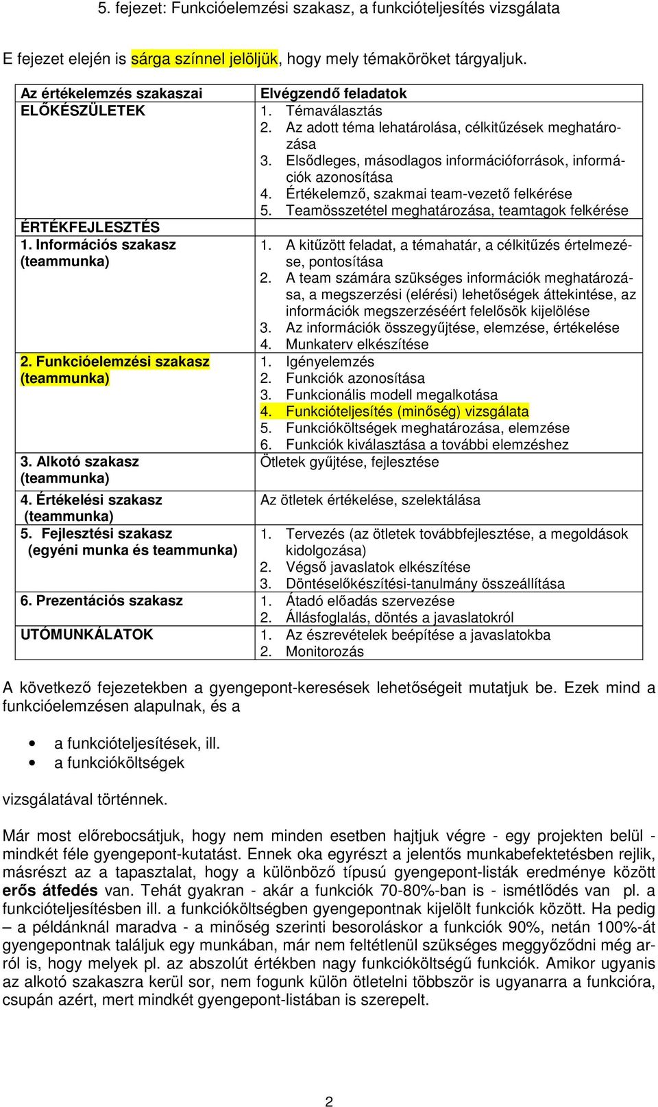 Az adtt téma lehatárlása, célkitűzések meghatárzása 3. Elsődleges, másdlags infrmációfrrásk, infrmációk aznsítása 4. Értékelemző, szakmai team-vezető felkérése 5.