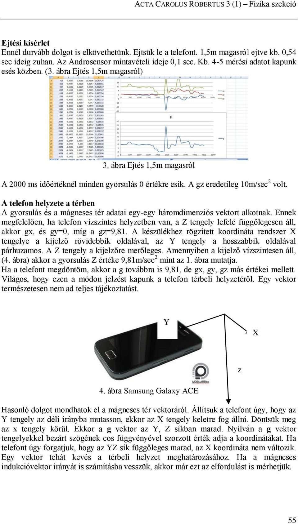 A gz eredetileg 10m/sec 2 volt. A telefon helyzete a térben A gyorsulás és a mágneses tér adatai egy-egy háromdimenziós vektort alkotnak.