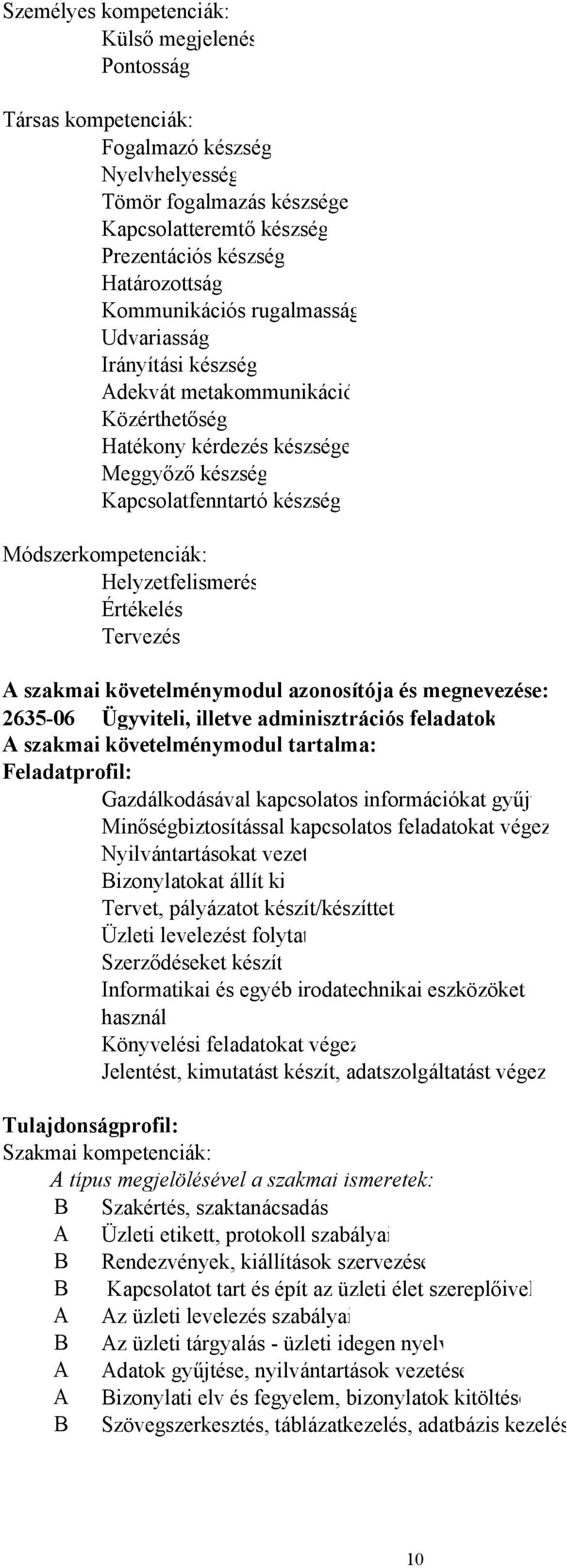 Értékelés Tervezés A szakmai követelménymodul azonosítója és megnevezése: 2635-06 Ügyviteli, illetve adminisztrációs feladatok A szakmai követelménymodul tartalma: Feladatprofil: Gazdálkodásával