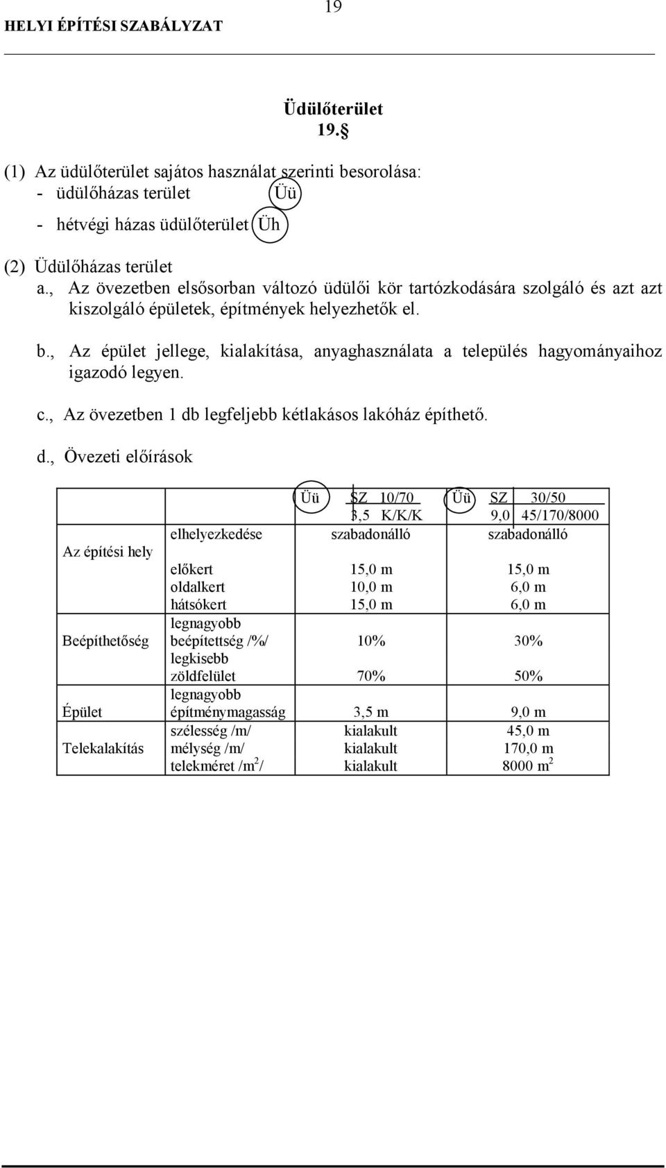 , Az épület jellege, kialakítása, anyaghasználata a település hagyományaihoz igazodó legyen. c., Az övezetben 1 db