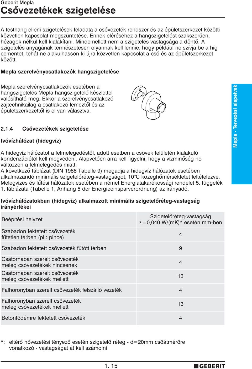 A szigetelés anyagának természetesen olyannak kell lennie, hogy pélául ne szívja be a híg cementet, tehát ne alakulhasson ki újra közvetlen kapcsolat a csõ és az épületszerkezet között.