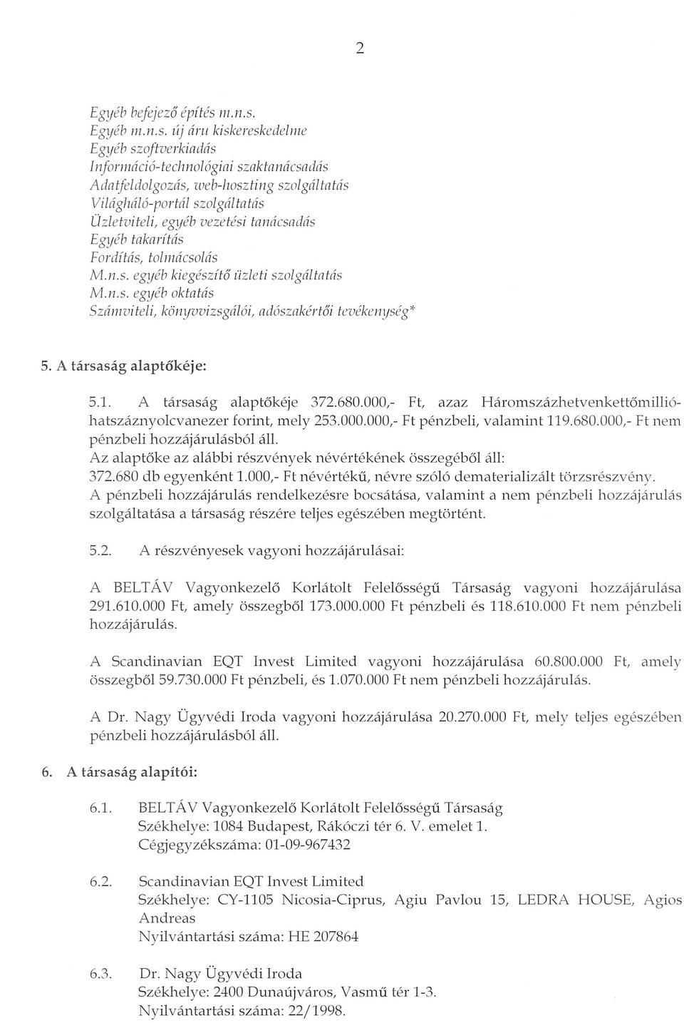 Egyeb  uj aru kislcereskedelme Egyeb szojtverkiadas Injorma ci6- tecl1no16giai szaktana csadas Adatjeldolgozas, web-hoszting szolgaltattis Vilaghtil6-portal szolgaltattis Uzletviteli, egyeb vezetesi