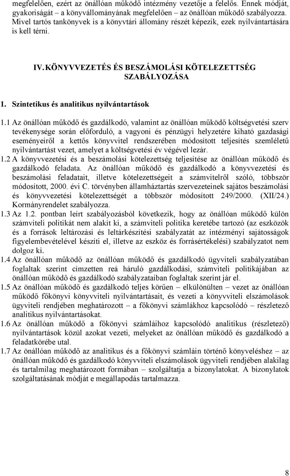 Szintetikus és analitikus nyilvántartások 1.