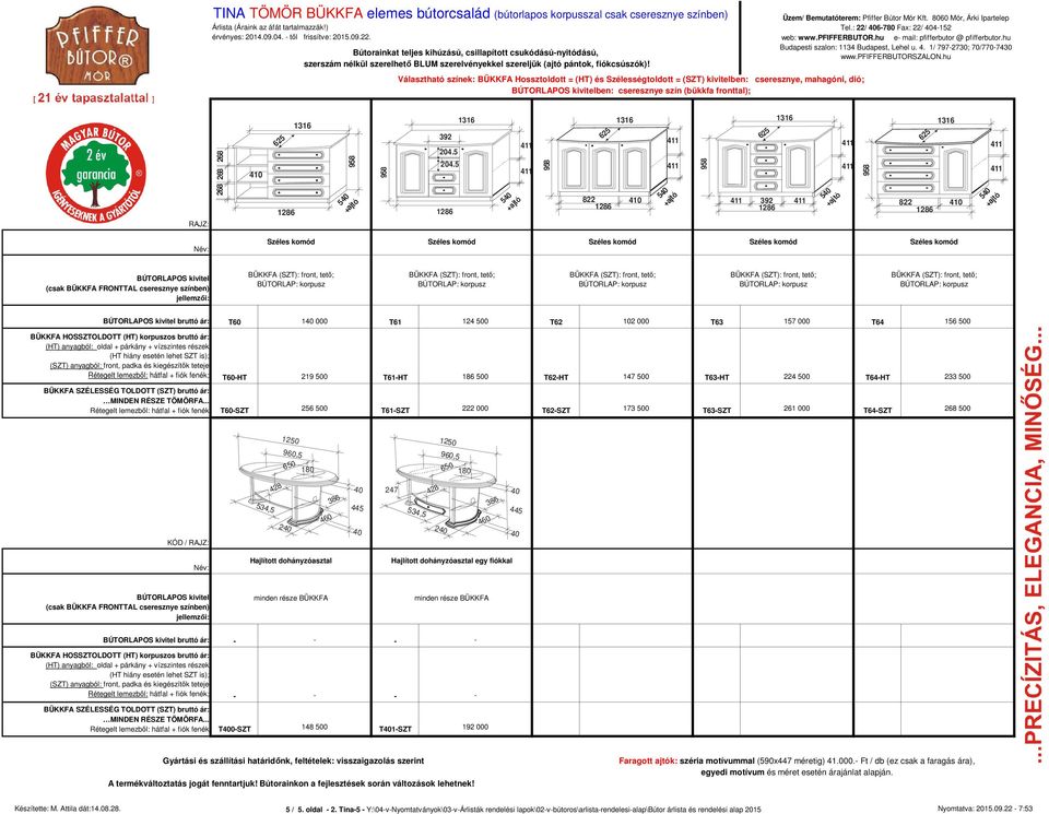 1/ 797-2730; 70/770-7 410 392 22 410 392 22 410 bruttó ár: T60 1 000 T61 124 500 T62 102 000 T63 157 000 T64 156 500 Rétegelt lemezből: hátfal + fiók fenék; T60-HT 219 500 T61-HT 16 500 T62-HT 147