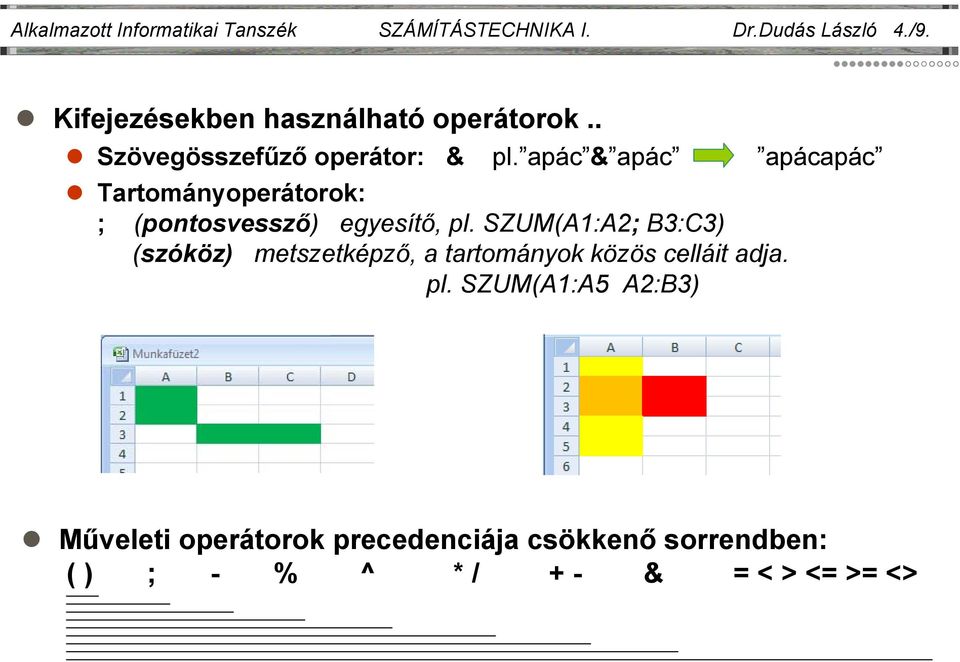 apác & apác apácapác Tartományoperátorok: ; (pontosvessző) egyesítő, pl.