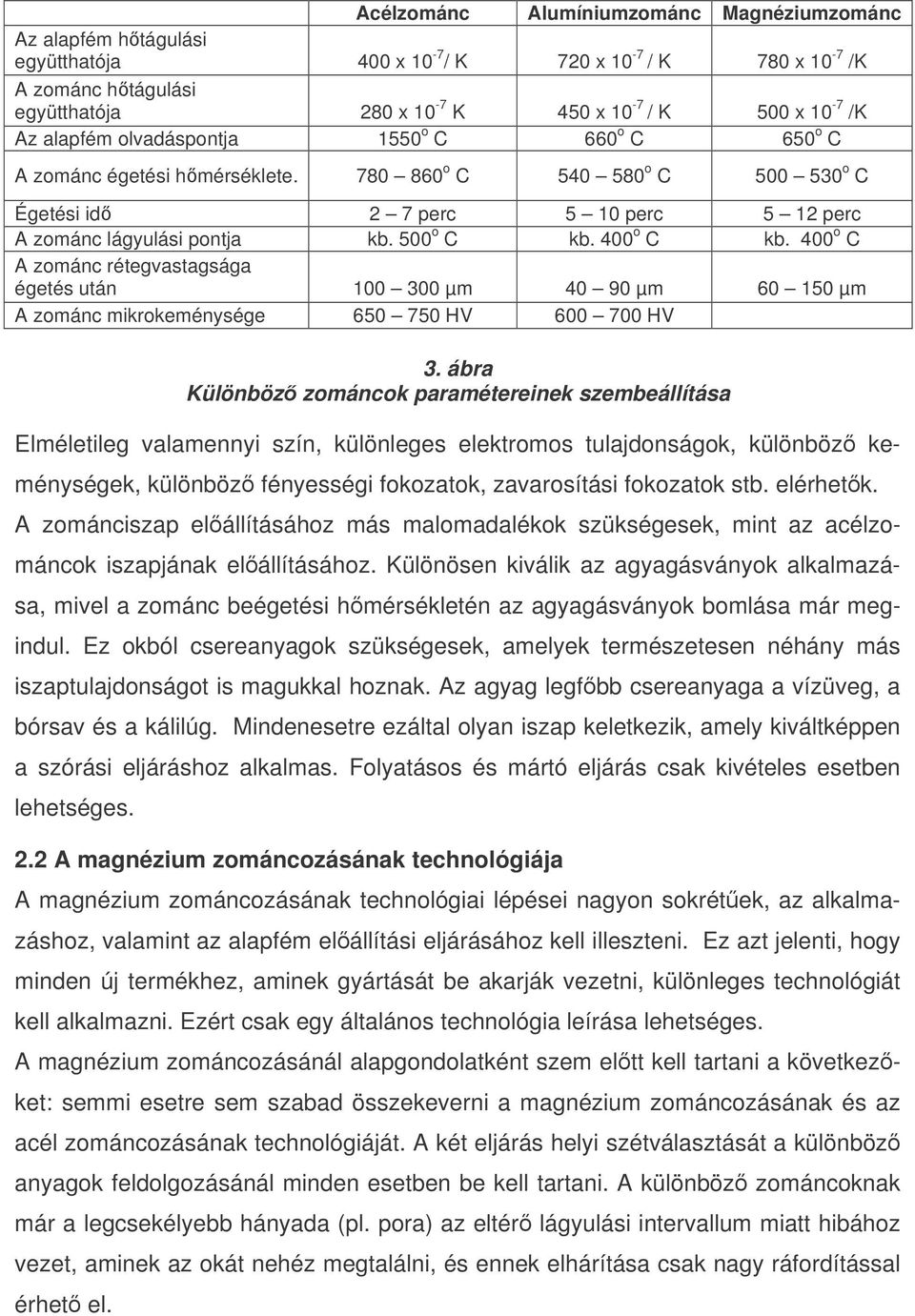 400 o C kb. 400 o C A zománc rétegvastagsága égetés után 100 300 µm 40 90 µm 60 150 µm A zománc mikrokeménysége 650 750 HV 600 700 HV 3.