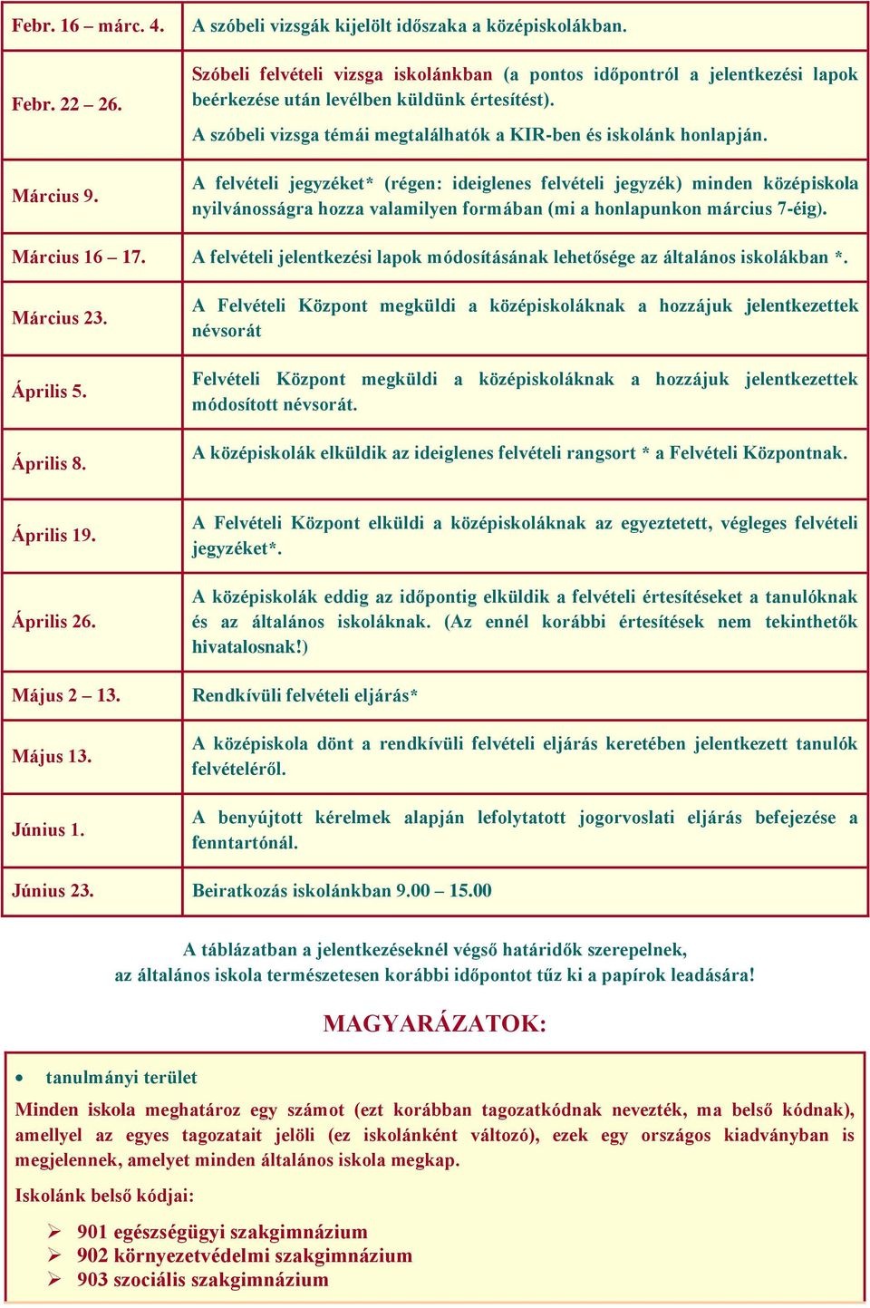 A felvételi jegyzéket* (régen: ideiglenes felvételi jegyzék) minden középiskola nyilvánosságra hozza valamilyen formában (mi a honlapunkon március 7-éig). Március 16 17.