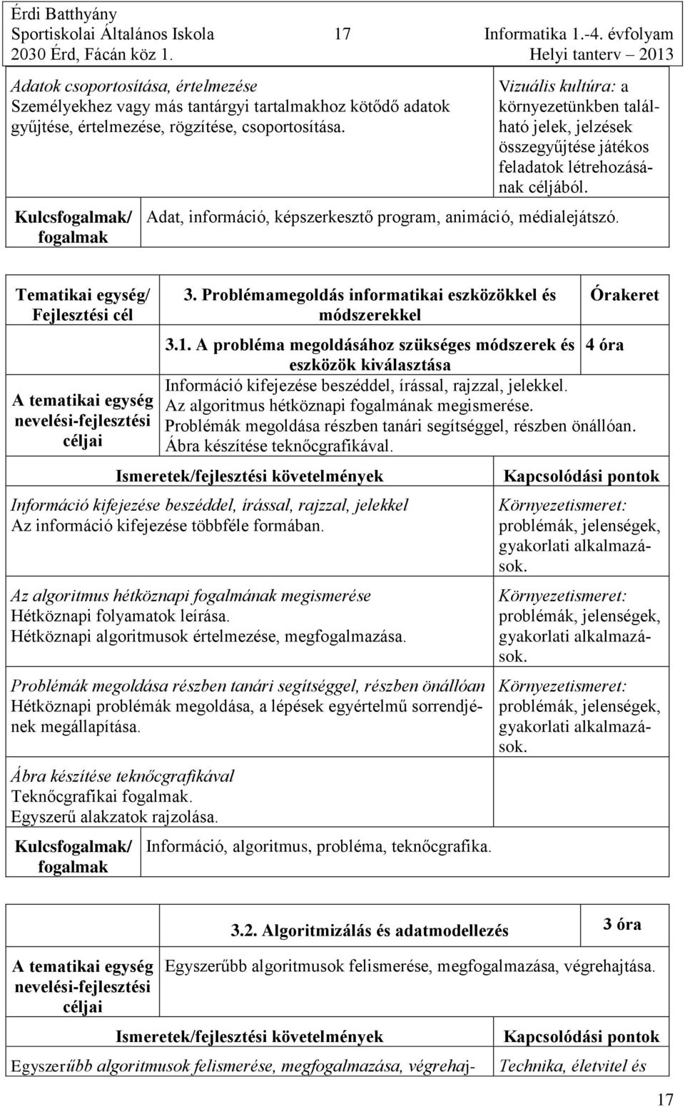 Vizuális kultúra: a környezetünkben található jelek, jelzések összegyűjtése játékos feladatok létrehozásának céljából. Adat, információ, képszerkesztő program, animáció, médialejátszó.