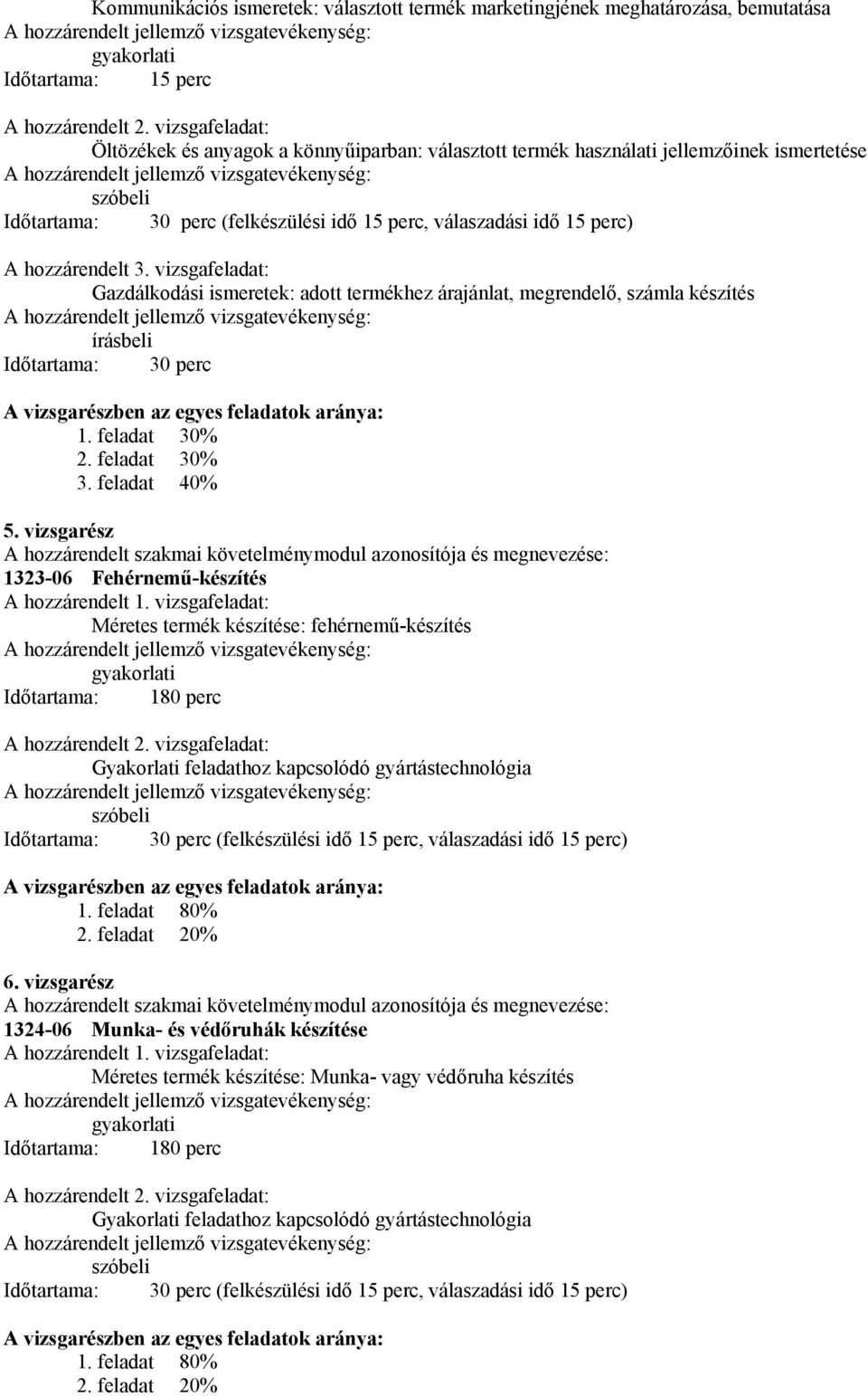 hozzárendelt 3. vizsgafeladat: Gazdálkodási ismeretek: adott termékhez árajánlat, megrendelő, számla készítés írásbeli Időtartama: 30 perc A vizsgarészben az egyes feladatok aránya: 1. feladat 30% 2.