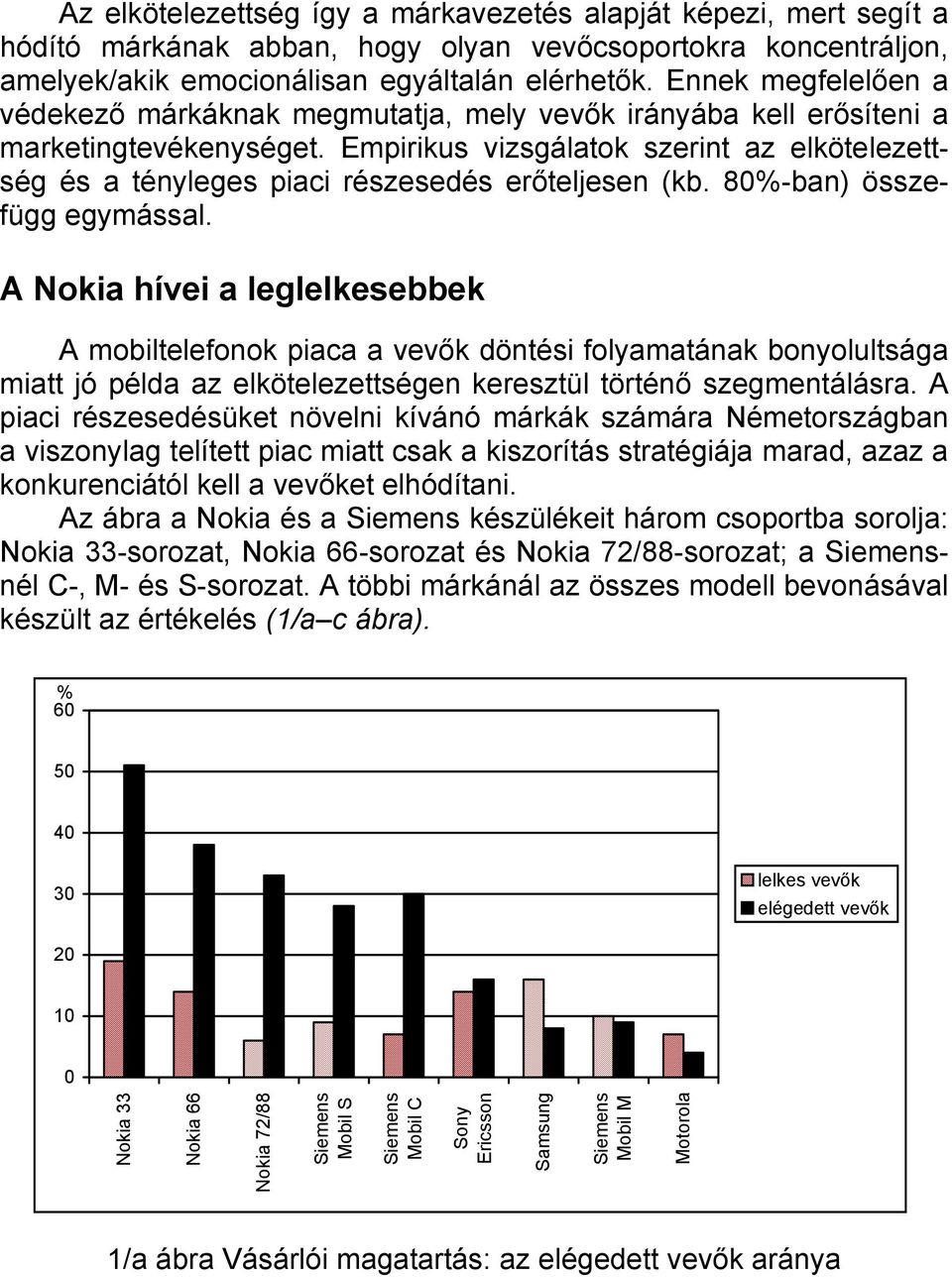 Empirikus vizsgálatok szerint az elkötelezettség és a tényleges piaci részesedés erőteljesen (kb. 80%-ban) összefügg egymással.