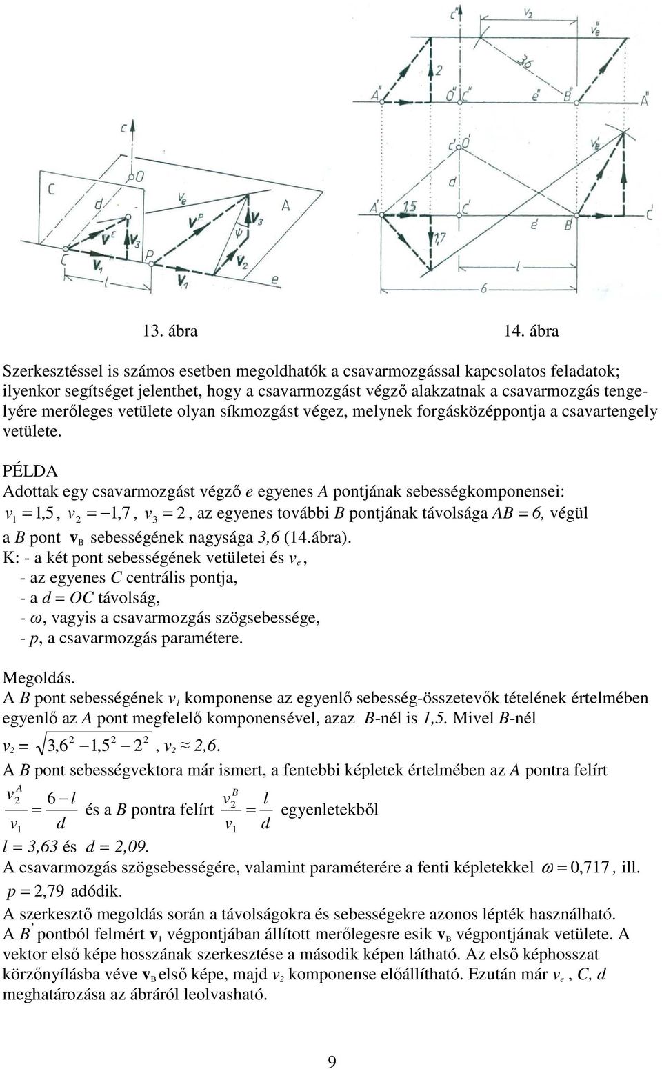 vetülete olyan síkmozgást végez, melynek forgásközéppontja a csavartengely vetülete.