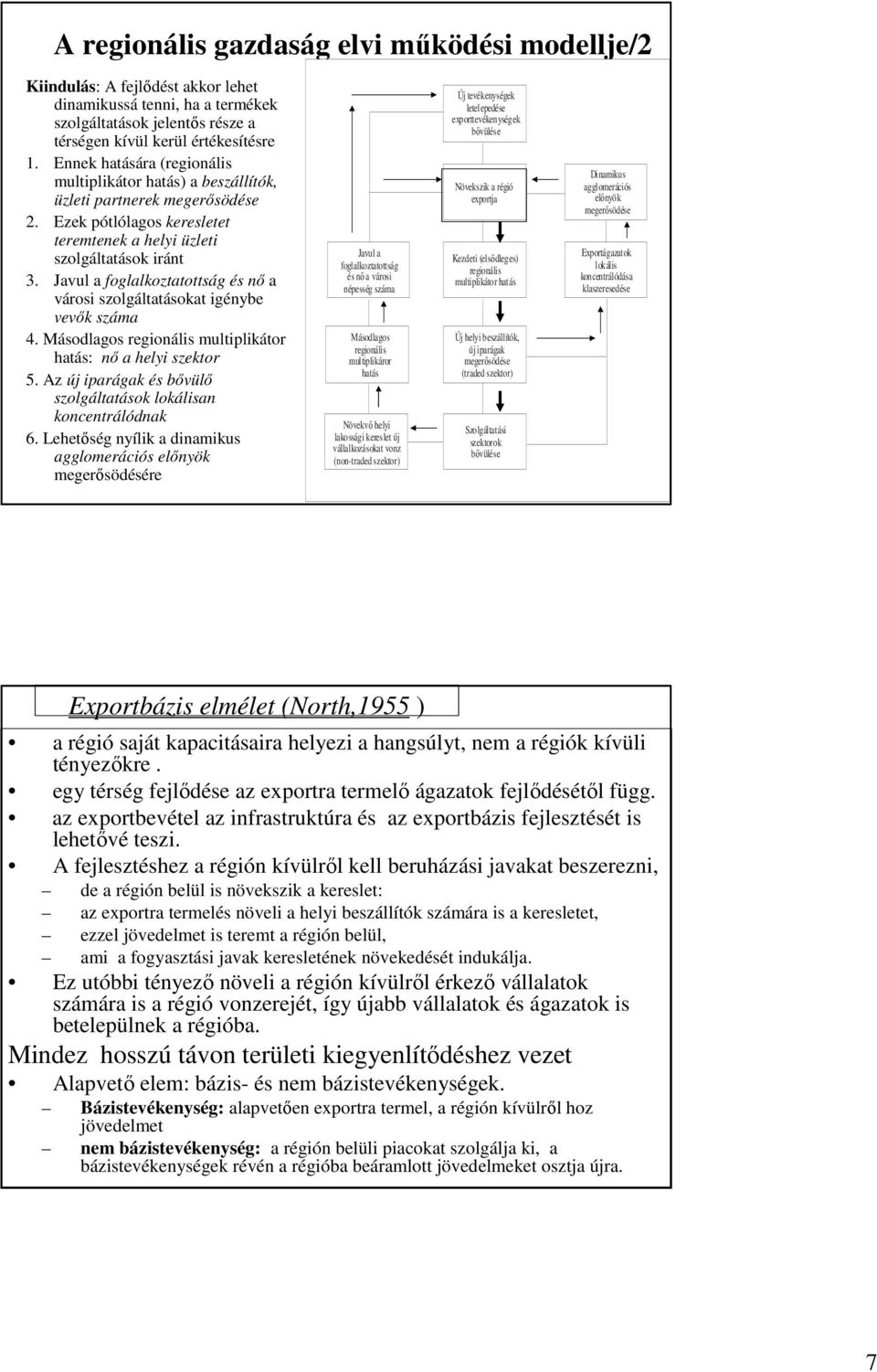 Javul a foglalkoztatottság és nı a városi szolgáltatásokat igénybe vevık száma 4. Másodlagos regionális multiplikátor hatás: nı a helyi szektor 5.