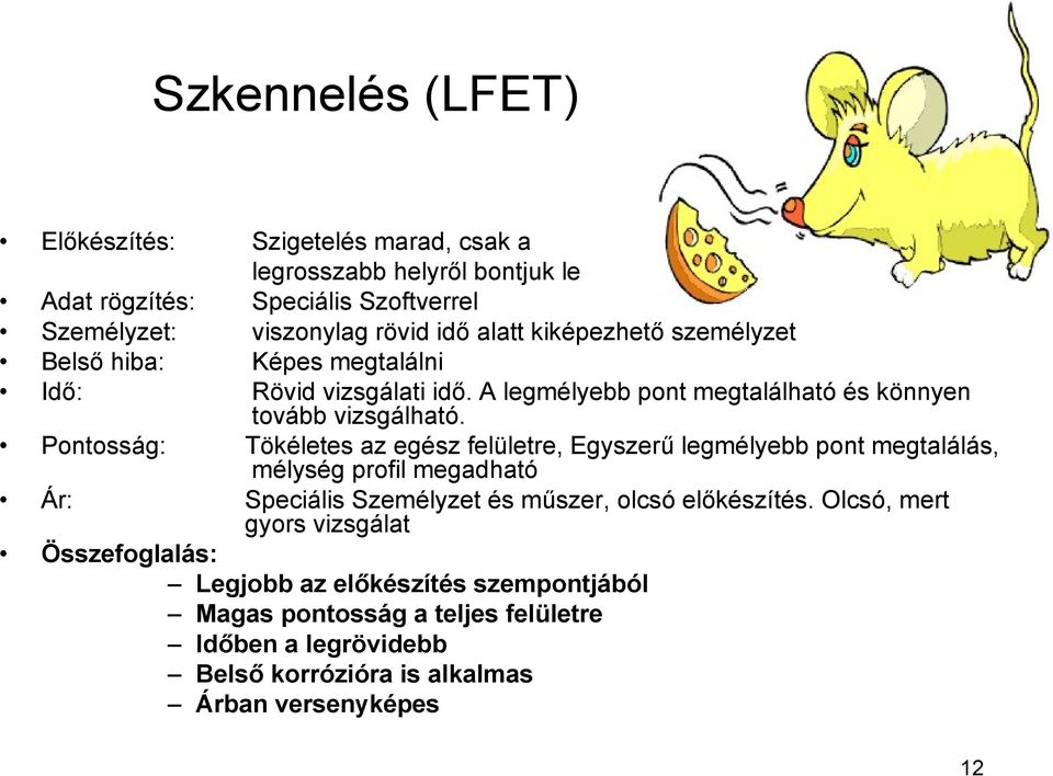 Pontosság: Tökéletes az egész felületre, Egyszerű legmélyebb pont megtalálás, mélység profil megadható Ár: Speciális Személyzet és műszer, olcsó előkészítés.