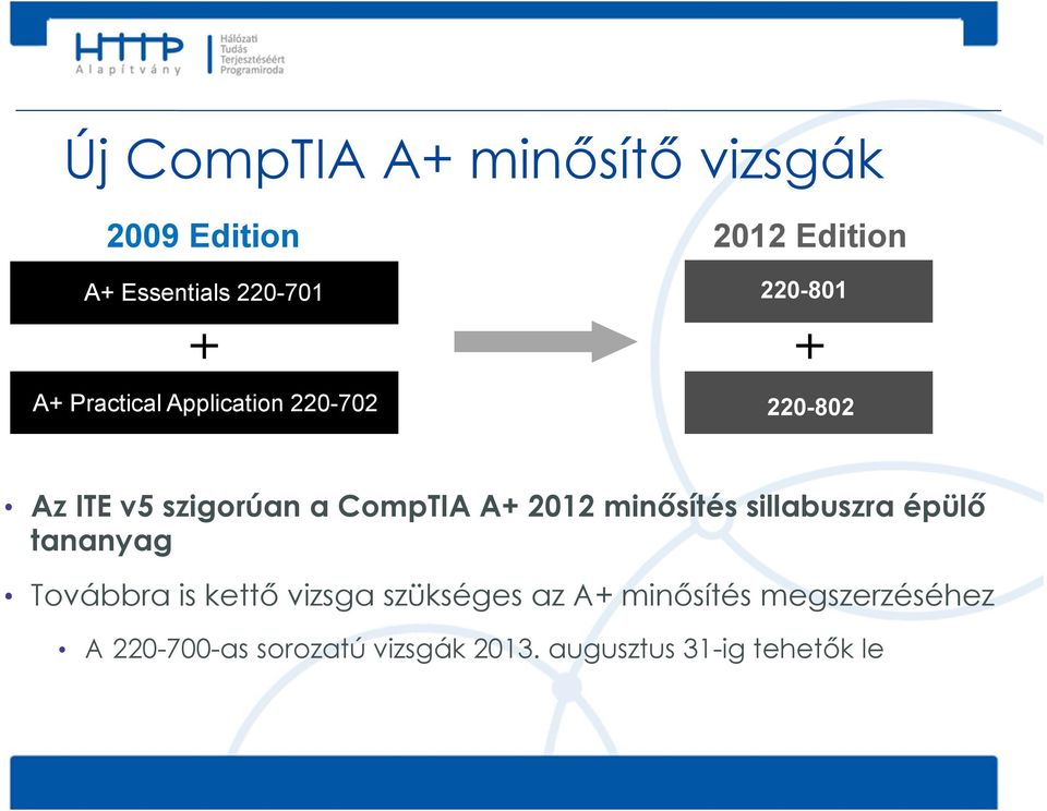 2012 minősítés sillabuszra épülő tananyag Továbbra is kettő vizsga szükséges az A+