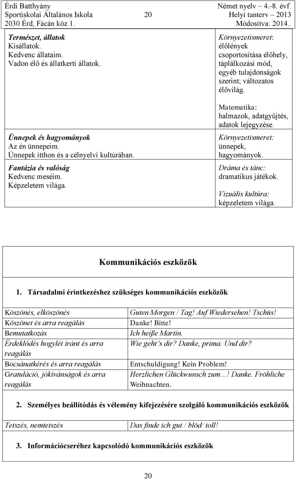 Fantázia és valóság Kedvenc meséim. Képzeletem világa. Matematika: halmazok, adatgyűjtés, adatok lejegyzése. Környezetismeret: ünnepek, hagyományok. Dráma és tánc: dramatikus játékok.