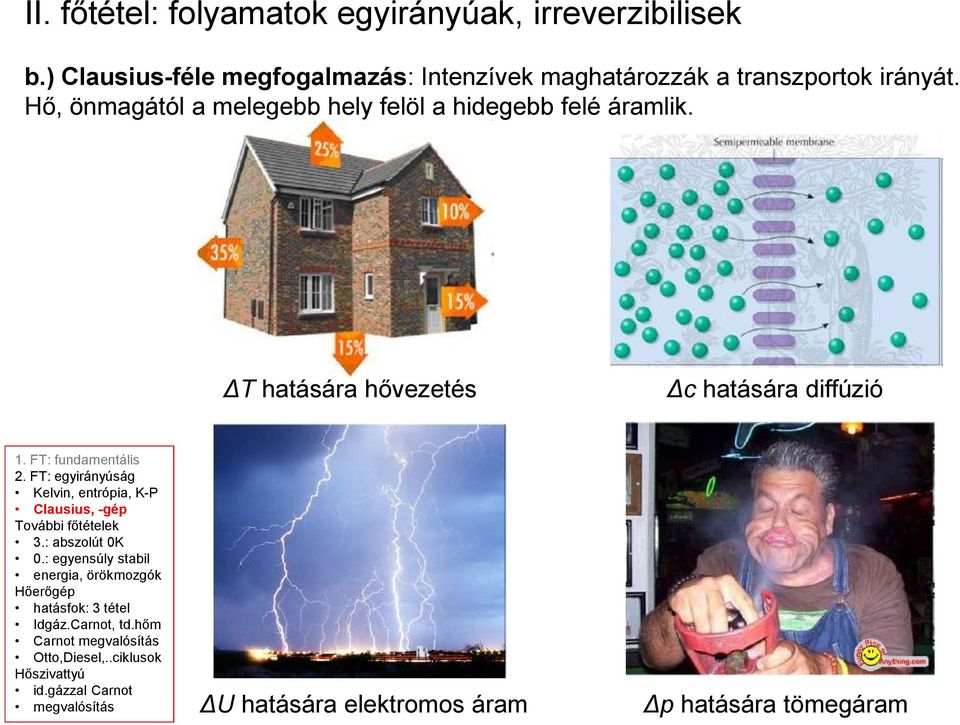 F: egyirányúság Kelvin, entrópia, K-P Clausius, -gép ovábbi főtételek 3.: abszolút 0K 0.