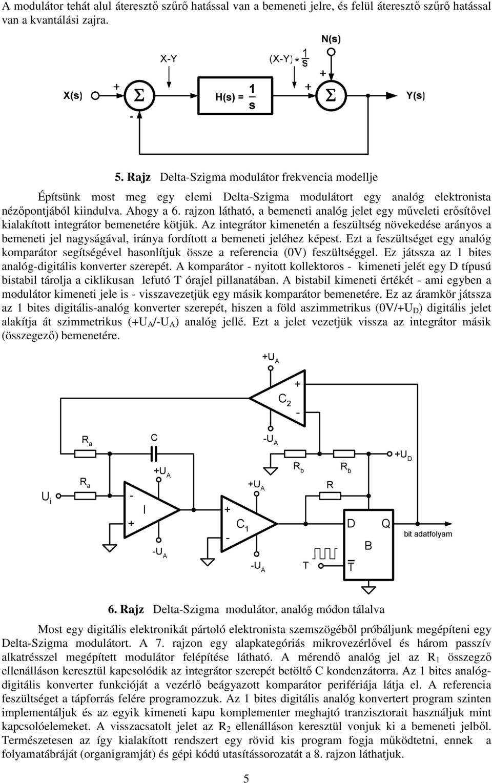 rajzon látható, a bemeneti analóg jelet egy műveleti erősítővel kialakított integrátor bemenetére kötjük.