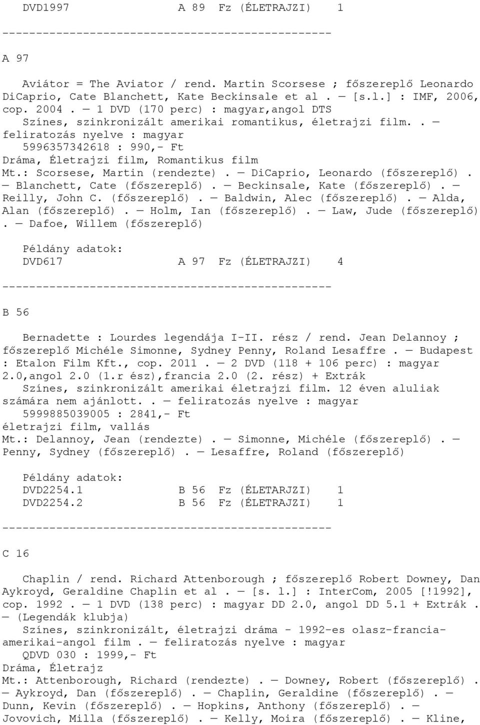 DiCaprio, Leonardo (főszereplő). Blanchett, Cate (főszereplő). Beckinsale, Kate (főszereplő). Reilly, John C. (főszereplő). Baldwin, Alec (főszereplő). Alda, Alan (főszereplő). Holm, Ian (főszereplő).