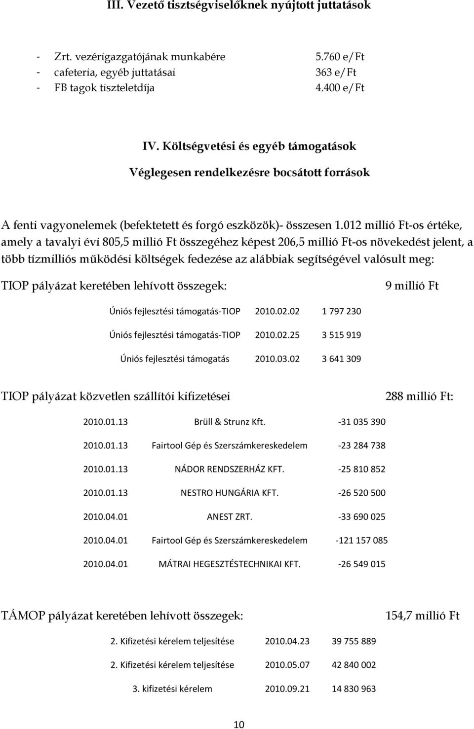 012 millió Ft-os értéke, amely a tavalyi évi 805,5 millió Ft összegéhez képest 206,5 millió Ft-os növekedést jelent, a több tízmilliós működési költségek fedezése az alábbiak segítségével valósult