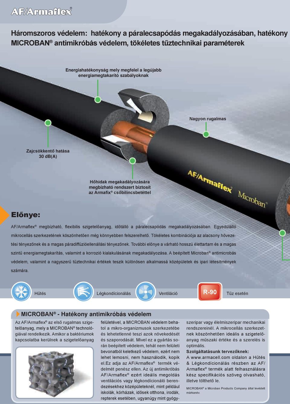 flexibilis szigetelőanyag, időtálló a páralecsapódás megakadályozásában. Egyedülálló mikrocellás szerkezetének köszönhetően még könnyebben felszerelhető.