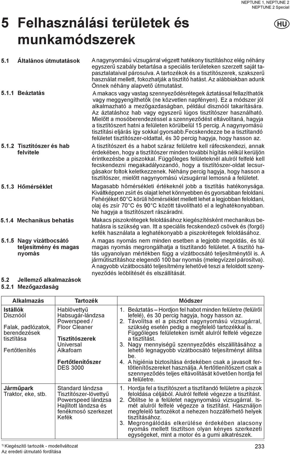 A tartozékok és a tisztítószerek, szakszerű használat mellett, fokozhatják a tisztító hatást. Az alábbiakban adunk Önnek néhány alapvető útmutatást. 5.1.