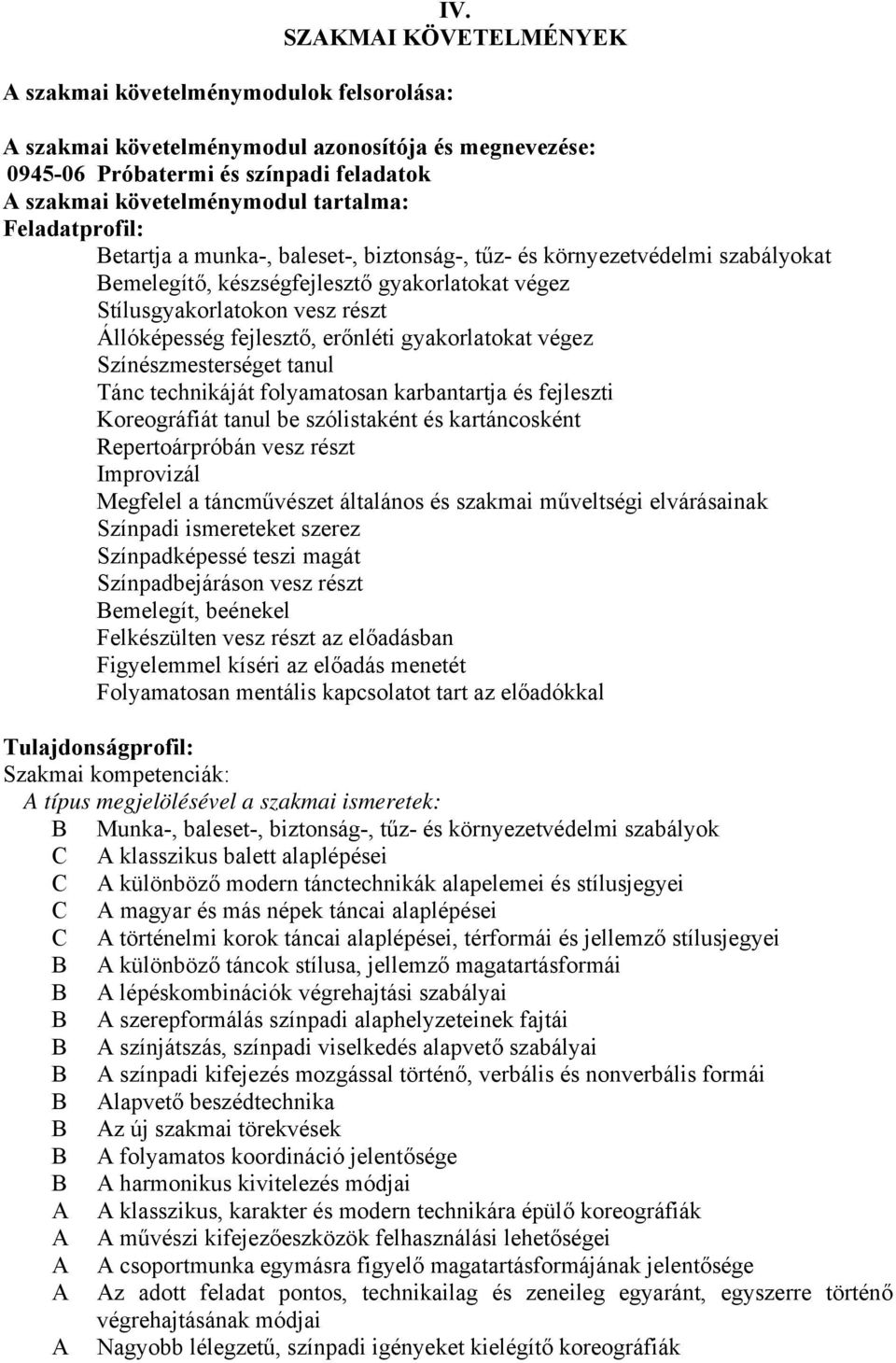 biztonság-, tűz- és környezetvédelmi szabályokat Bemelegítő, készségfejlesztő gyakorlatokat végez Stílusgyakorlatokon vesz részt Állóképesség fejlesztő, erőnléti gyakorlatokat végez