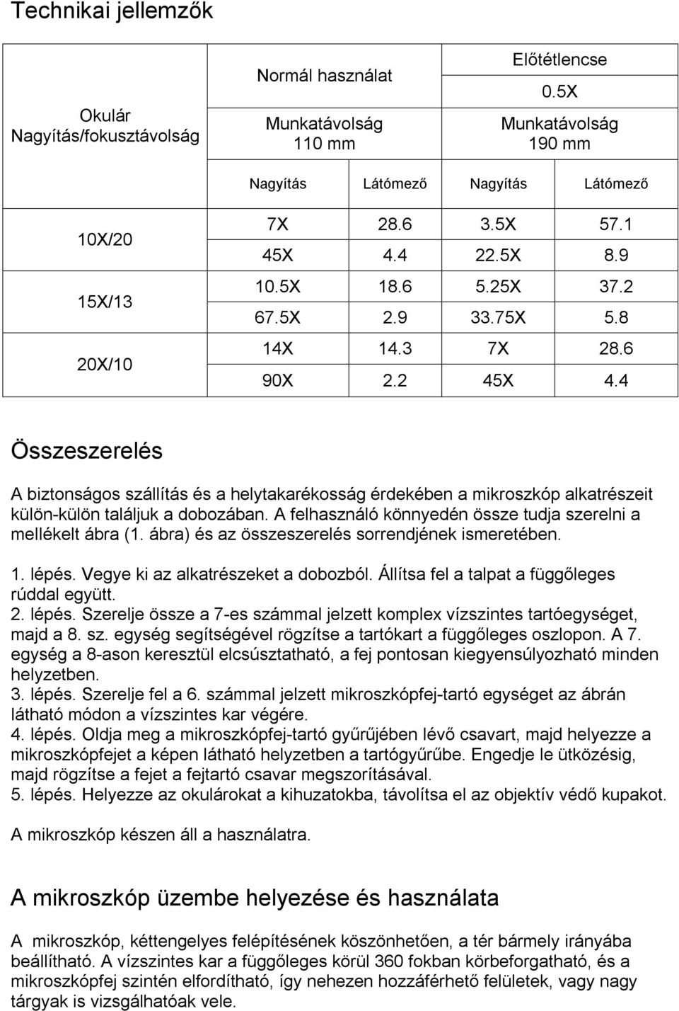 4 Összeszerelés A biztonságos szállítás és a helytakarékosság érdekében a mikroszkóp alkatrészeit külön-külön találjuk a dobozában. A felhasználó könnyedén össze tudja szerelni a mellékelt ábra (1.