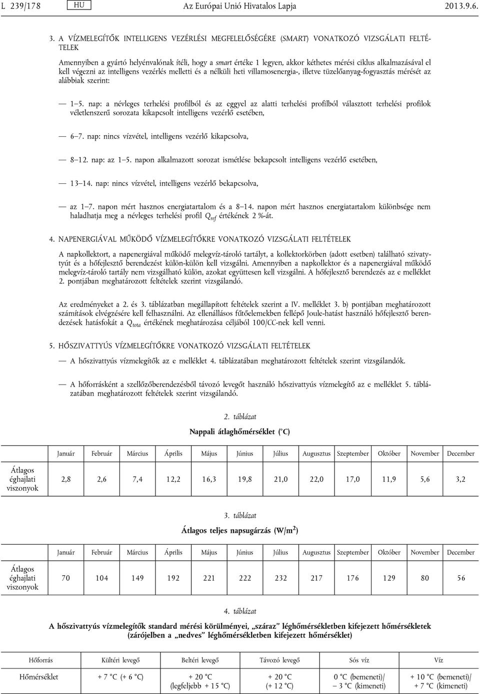 alkalmazásával el kell végezni az intelligens vezérlés melletti és a nélküli heti villamosenergia-, illetve tüzelőanyag-fogyasztás mérését az alábbiak szerint: 1 5.