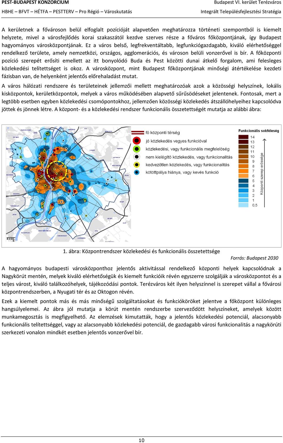 Ez a város belső, legfrekventáltabb, legfunkciógazdagabb, kiváló elérhetőséggel rendelkező területe, amely nemzetközi, országos, agglomerációs, és városon belüli vonzerővel is bír.