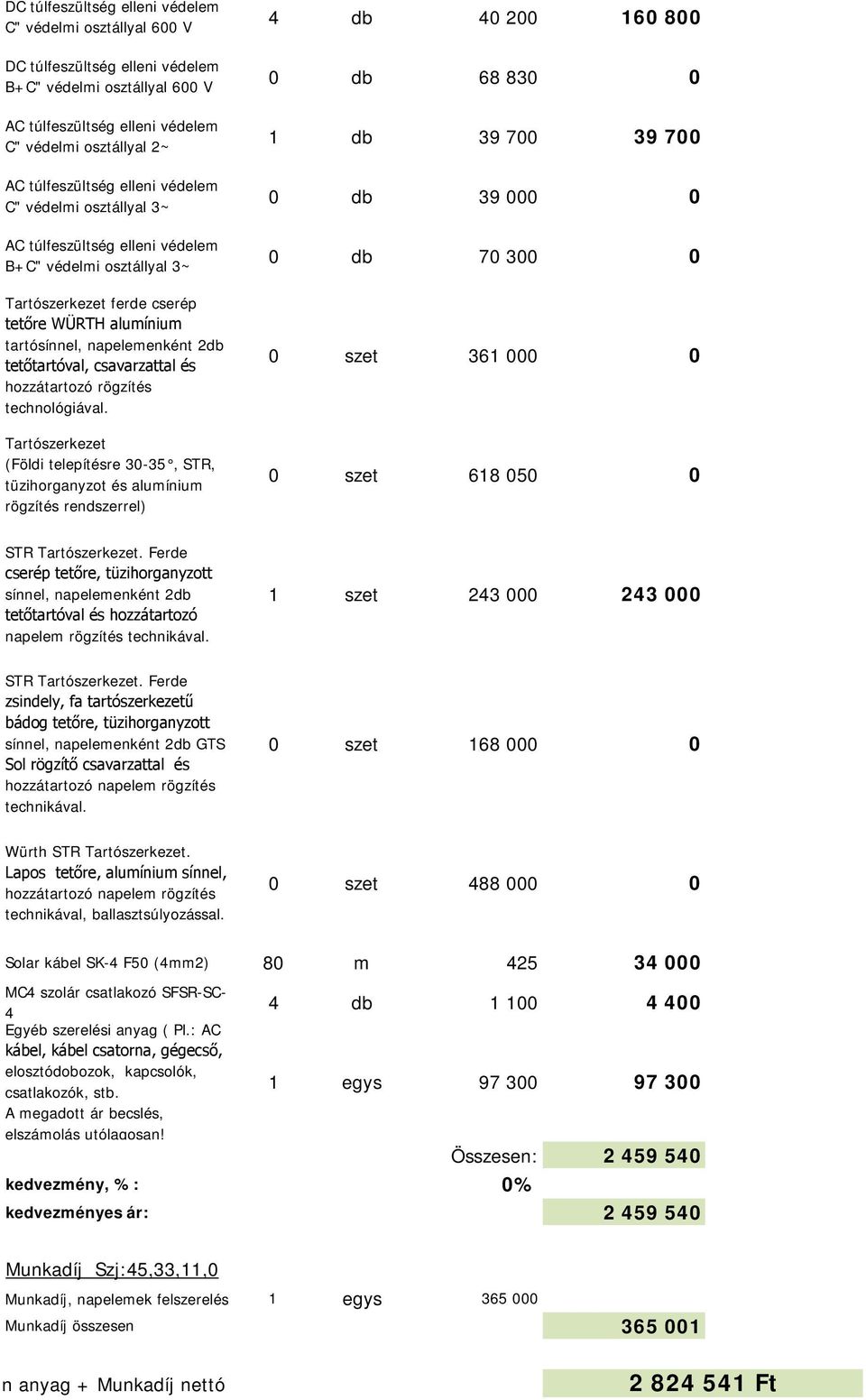 168 000 0 0 szet 88 000 0 Solar kábel SK- F50 (mm2) 80 m 25 3 000 MC szolár csatlakozó SFSR-SC- db 1 100 00 kábel, kábel csatorna, gecső, 1