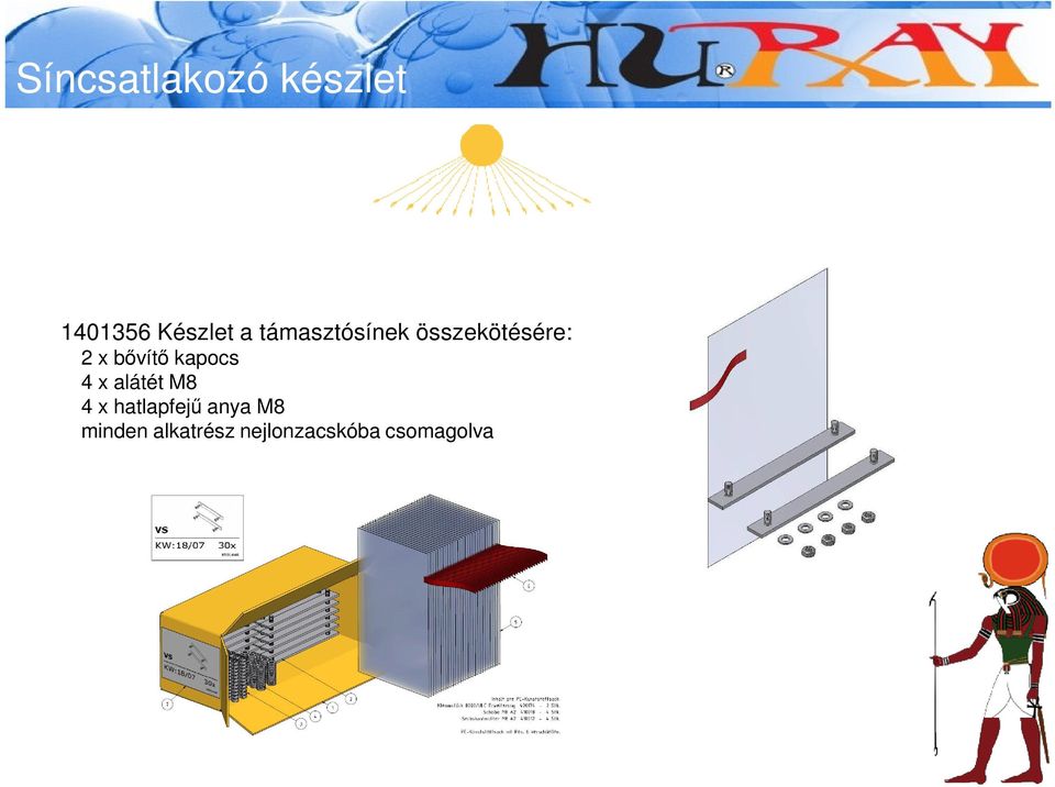 kapocs 4 x alátét M8 4 x hatlapfejű anya