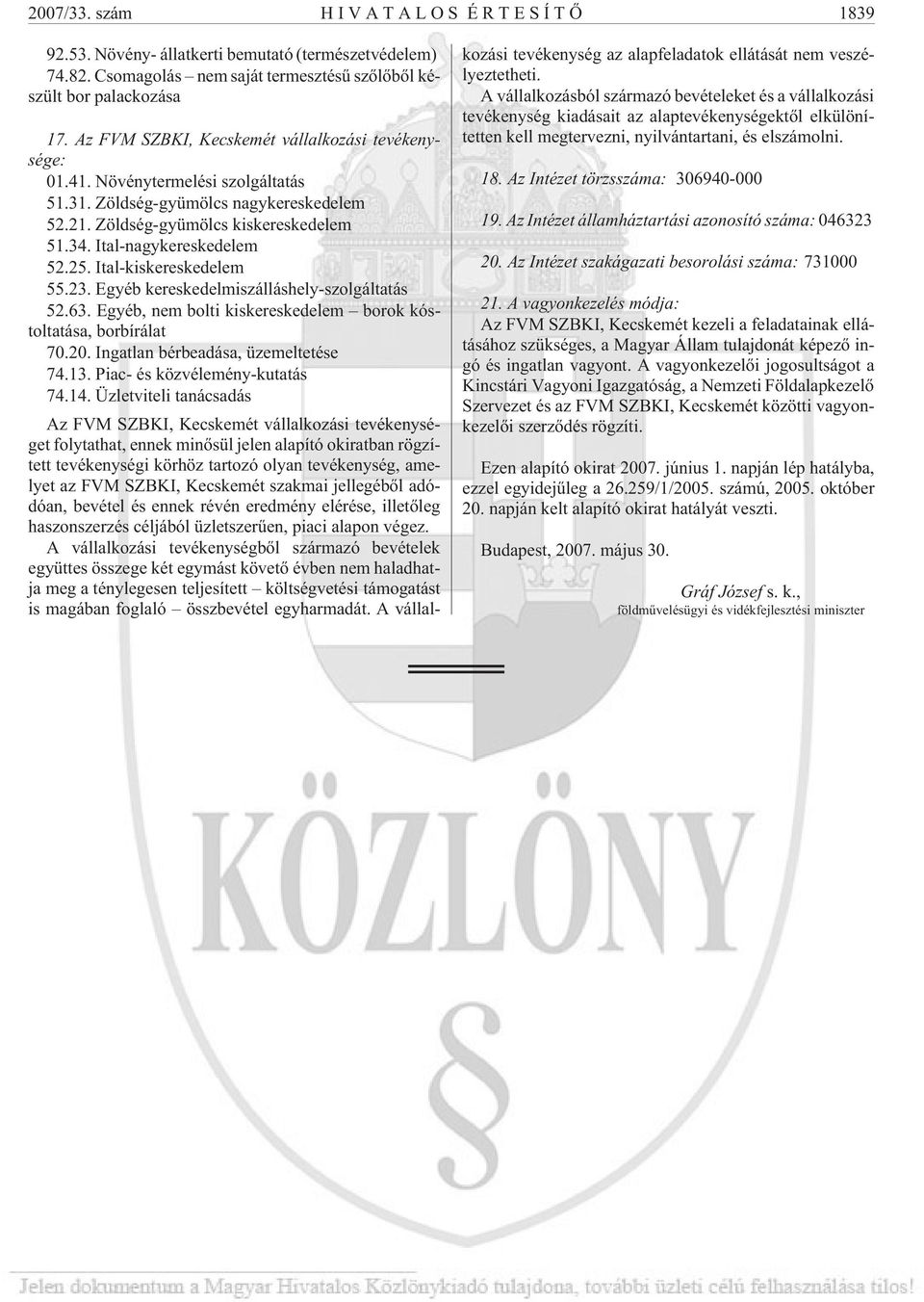 25. Ital-kiskereskedelem 55.23. Egyéb kereskedelmiszálláshely-szolgáltatás 52.63. Egyéb, nem bolti kiskereskedelem borok kóstoltatása, borbírálat 70.20. Ingatlan bérbeadása, üzemeltetése 74.13.