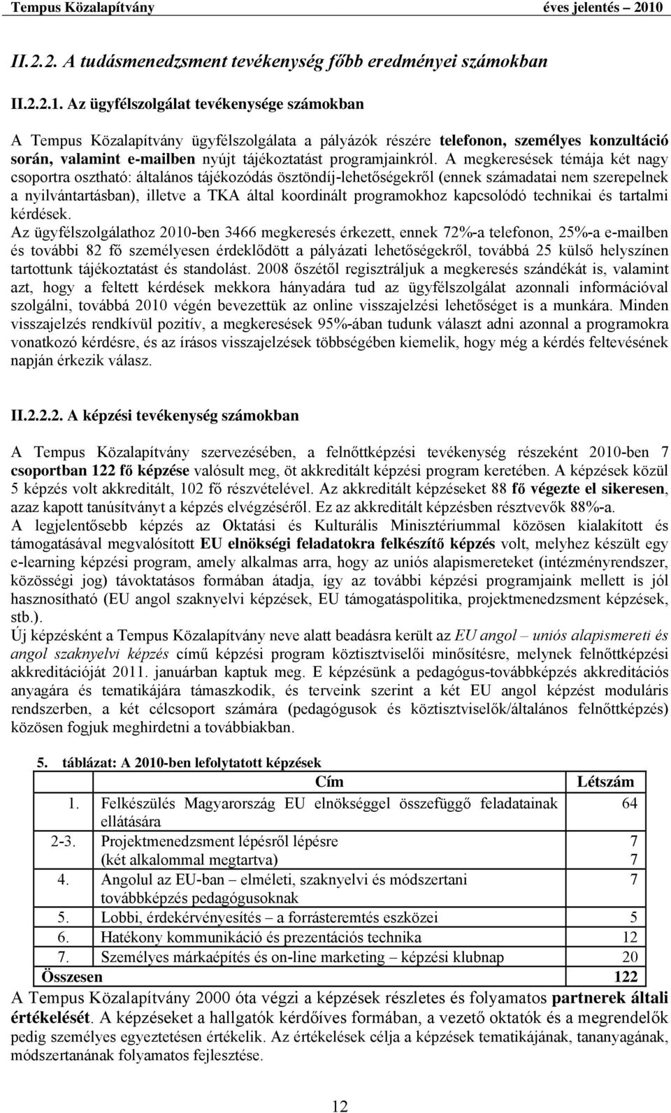 A megkeresések témája két nagy csoportra osztható: általános tájékozódás ösztöndíj-lehetőségekről (ennek számadatai nem szerepelnek a nyilvántartásban), illetve a TKA által koordinált programokhoz