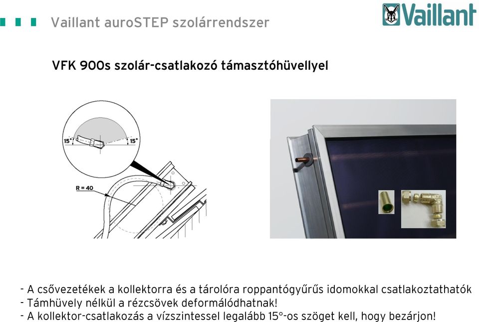 csatlakoztathatók - Támhüvely nélkül a rézcsövek deformálódhatnak!